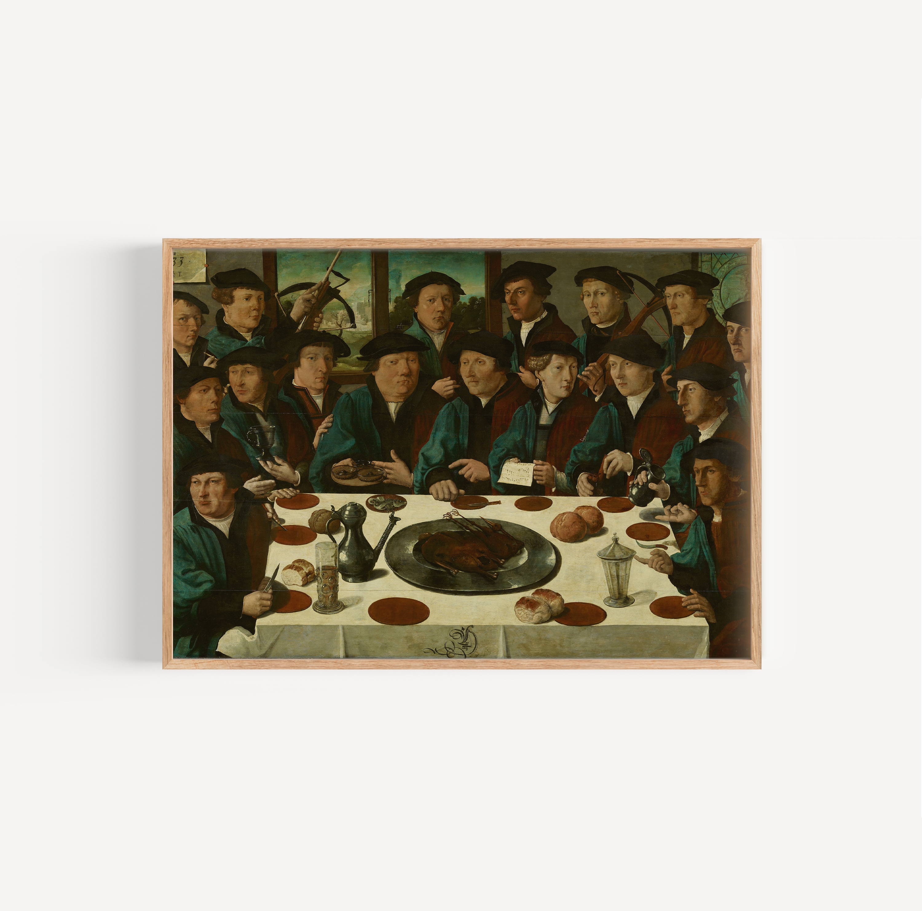 Dirck Barendsz - Schutters aan de maaltijd poster van schilderij