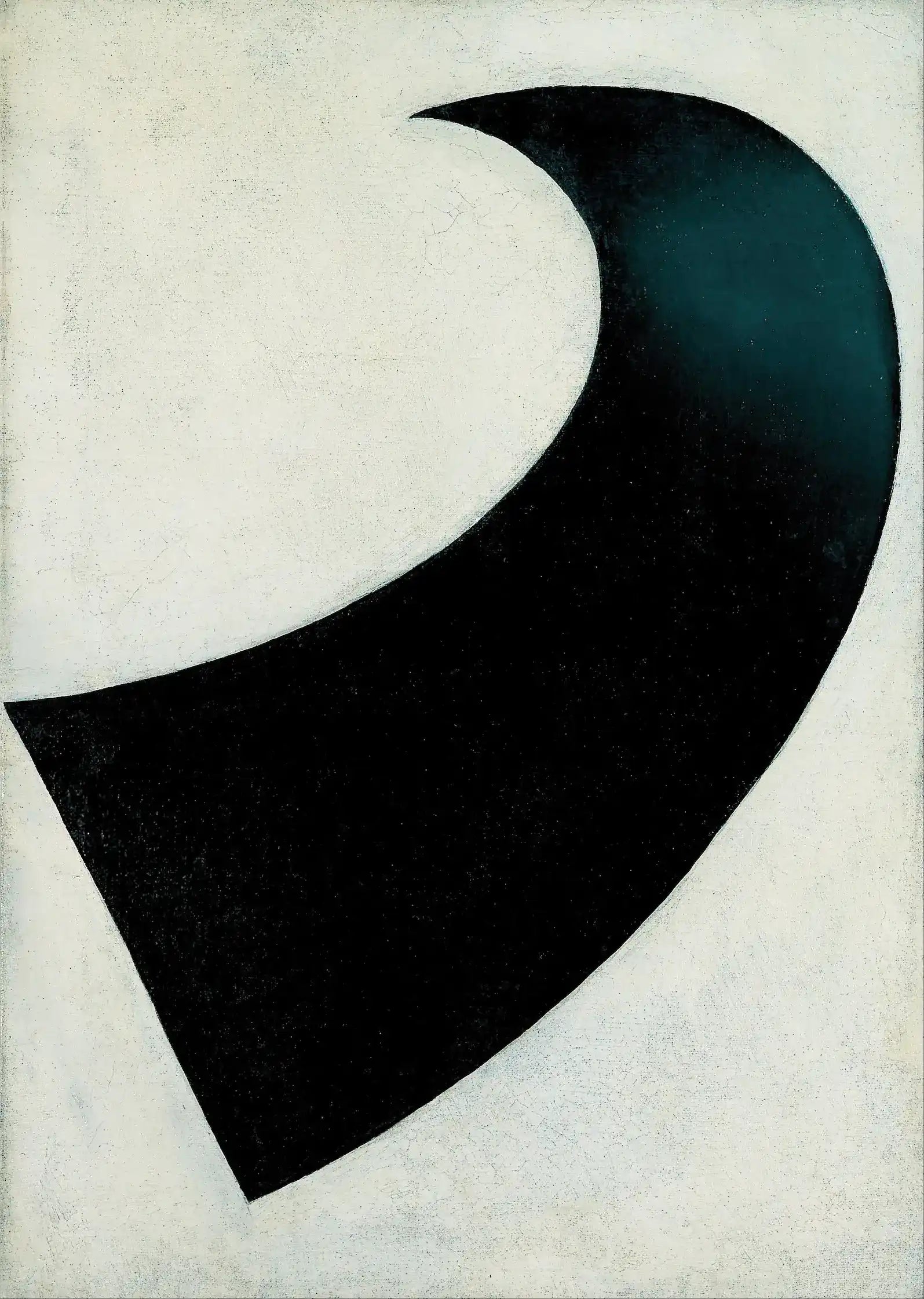 Abstracte zwarte halvemaanvorm.