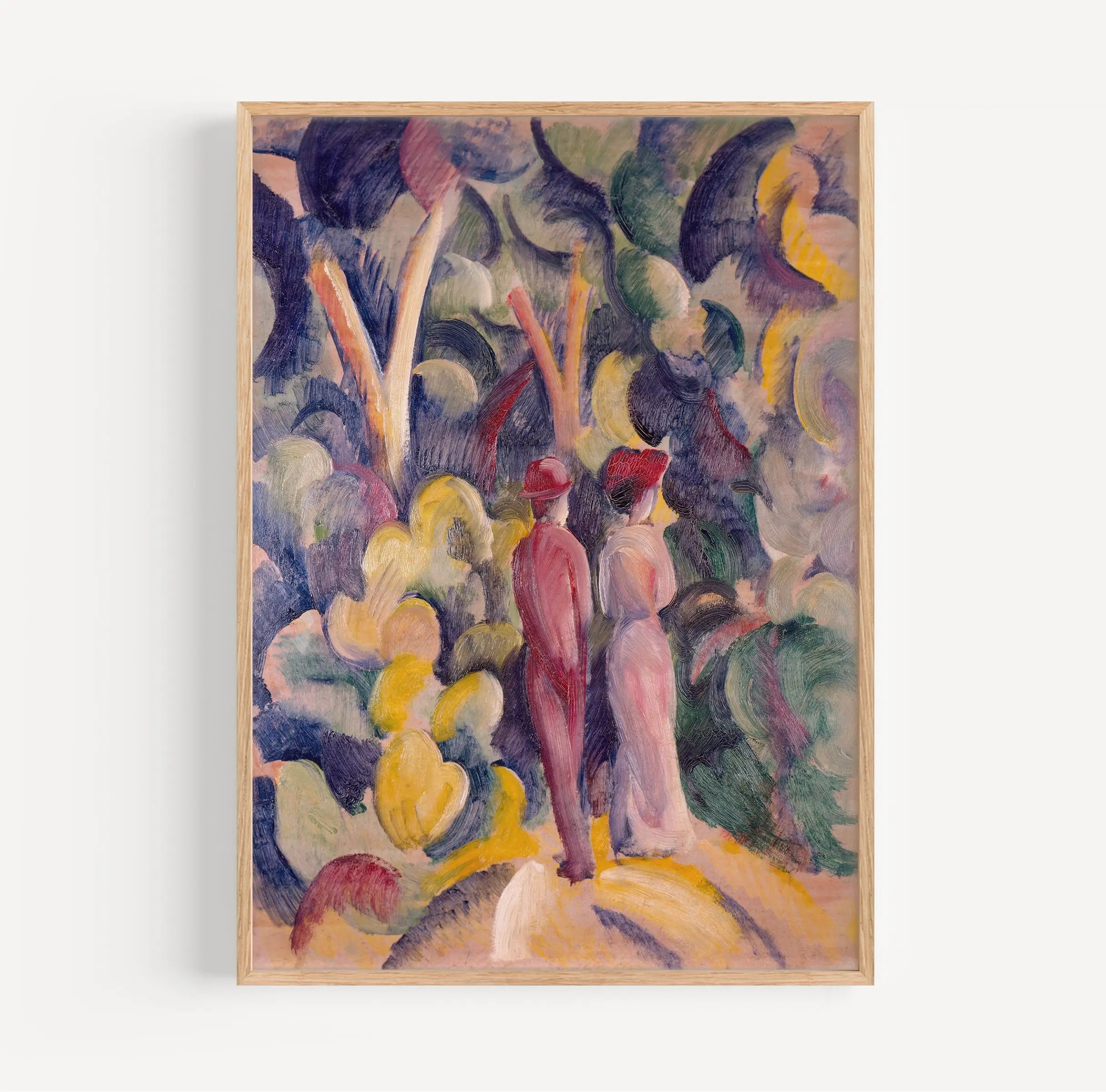 Groot geframd Fauvist schilderij uit de August Macke Poster Paar in het Bos