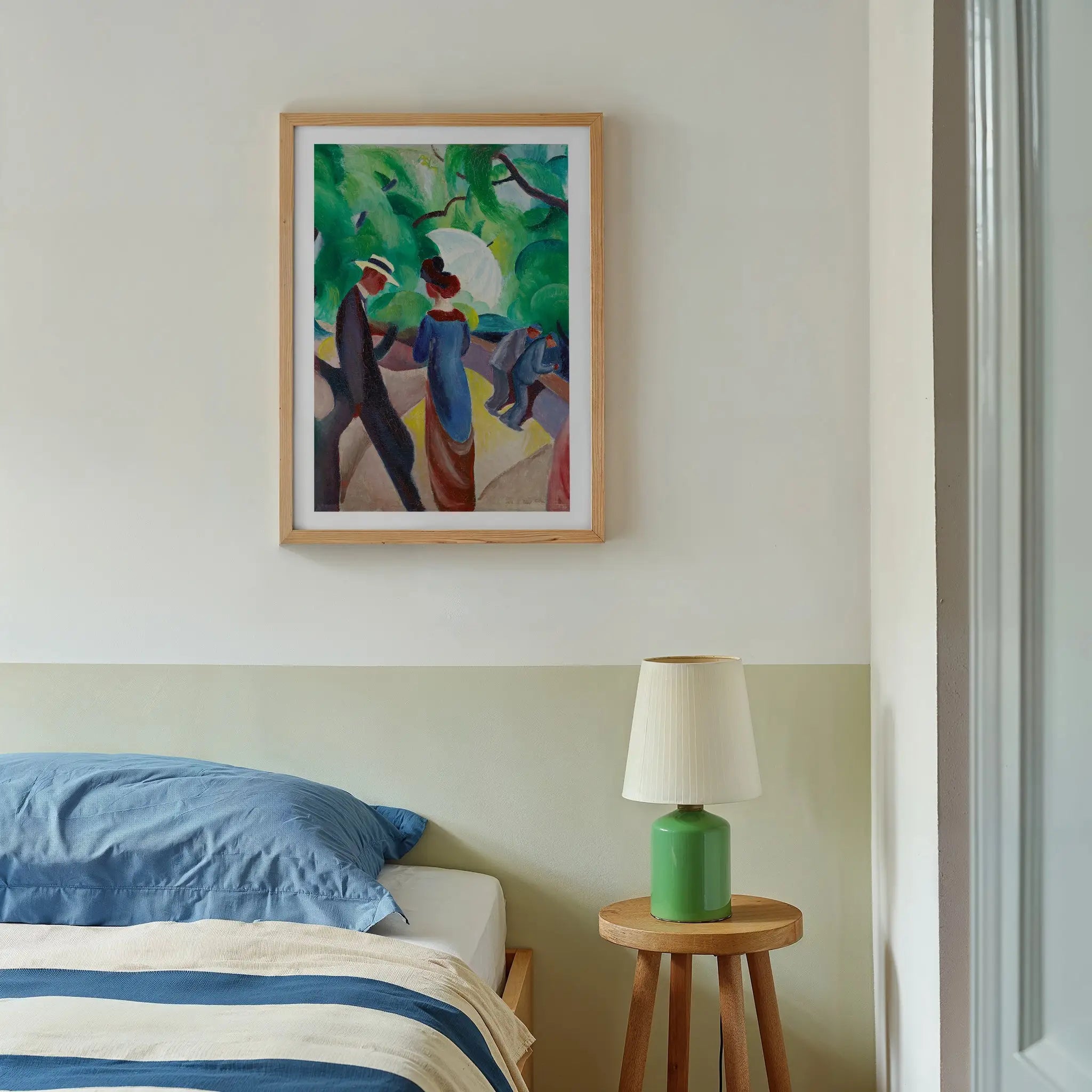 Gelamineerd poster van August Macke Promenade met een koppel in een park
