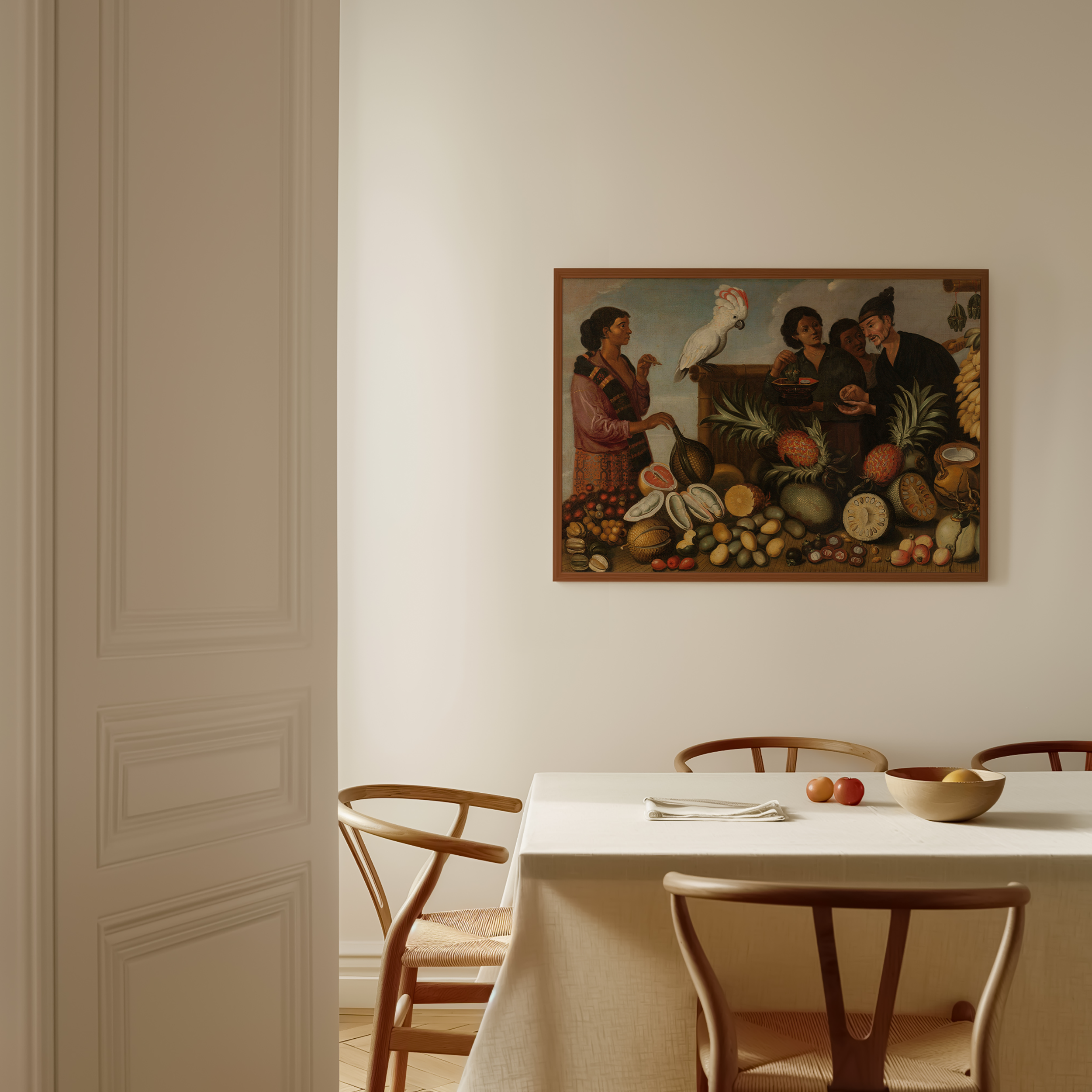 Marktscène in Batavia (18e eeuw) - poster van Schilderij