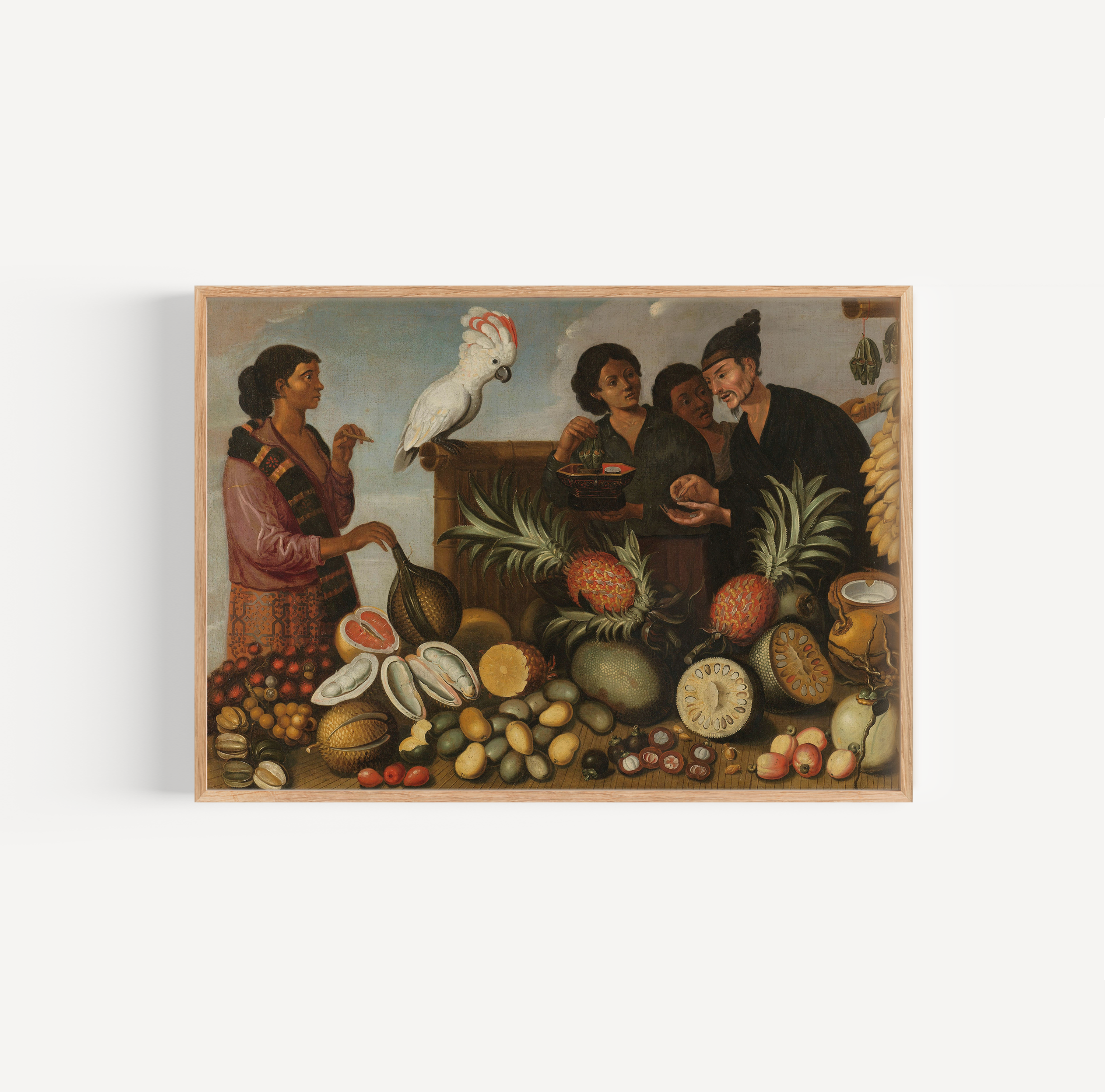 Marktscène in Batavia (18e eeuw) - poster van Schilderij