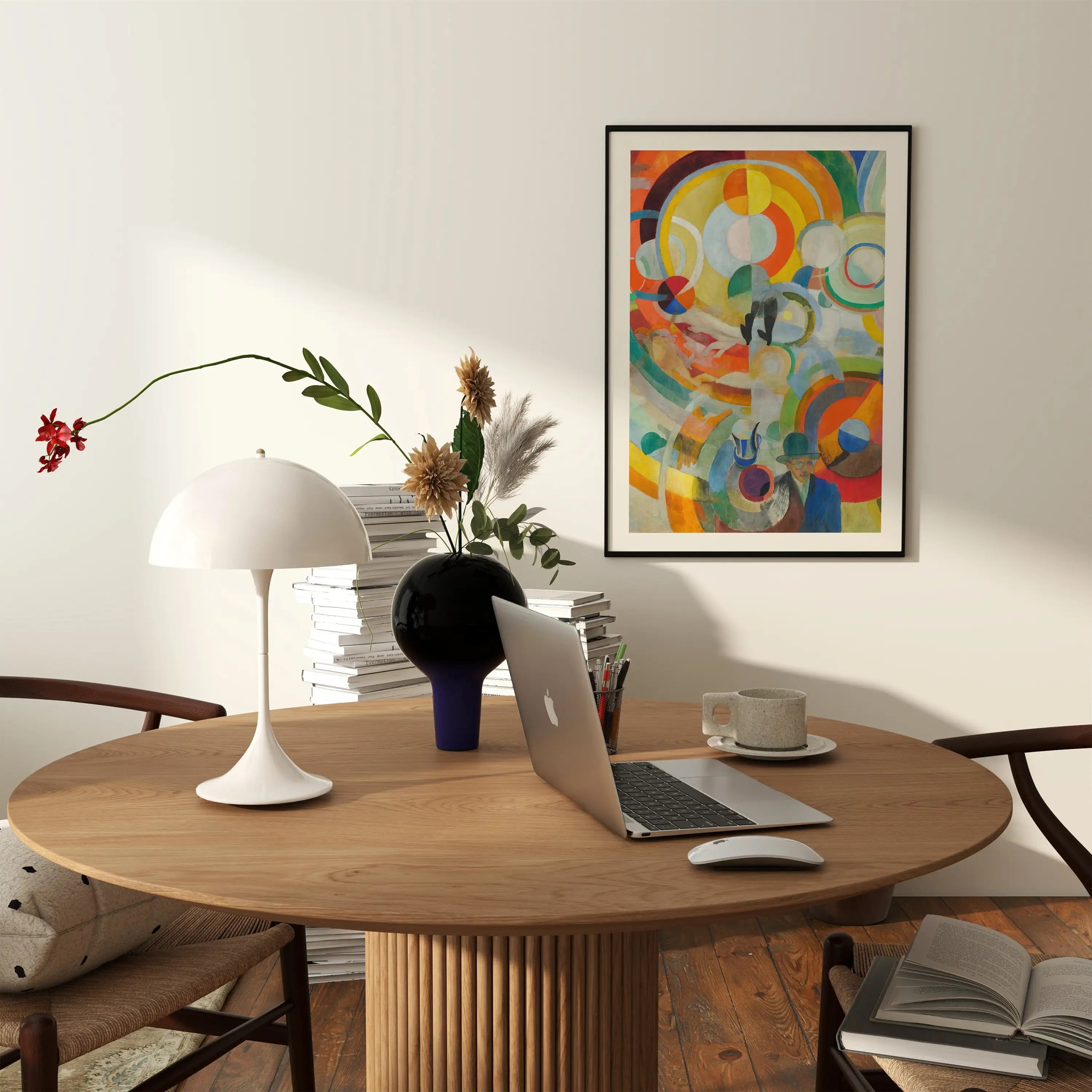 Abstract kleurrijk ingelijst schilderij voor Delaunay Manège de Cochons Poster