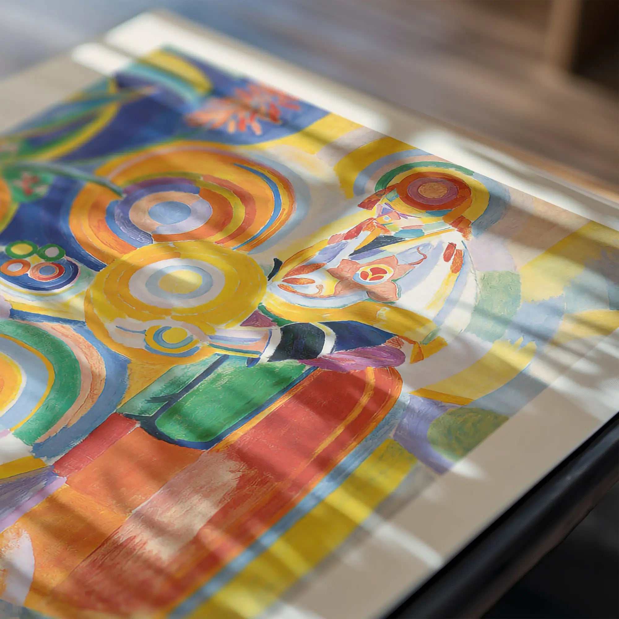 Kleurrijke abstract patroon sjaal voor Delaunay Portugese Vrouw Poster