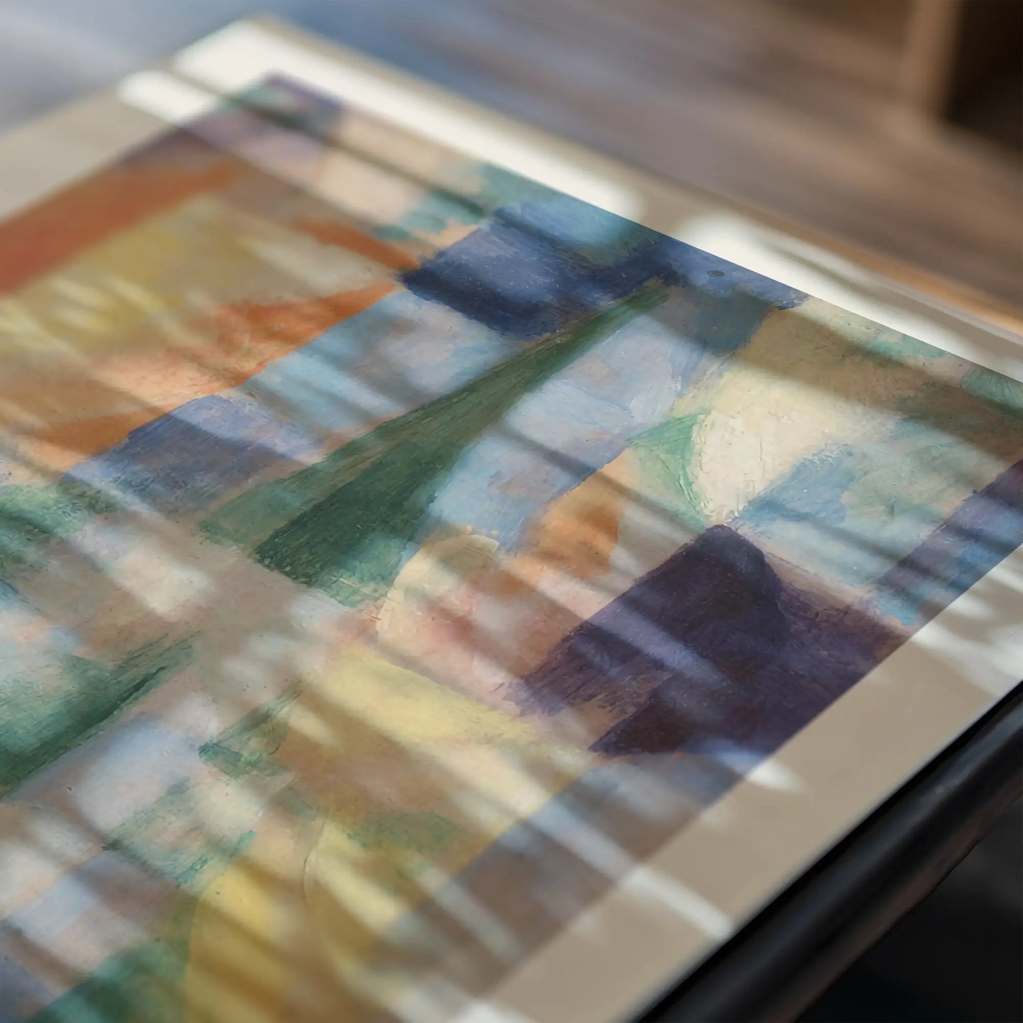 Abstract waterverf schilderij met schaduw overlay voor Delaunays Window over de Stad