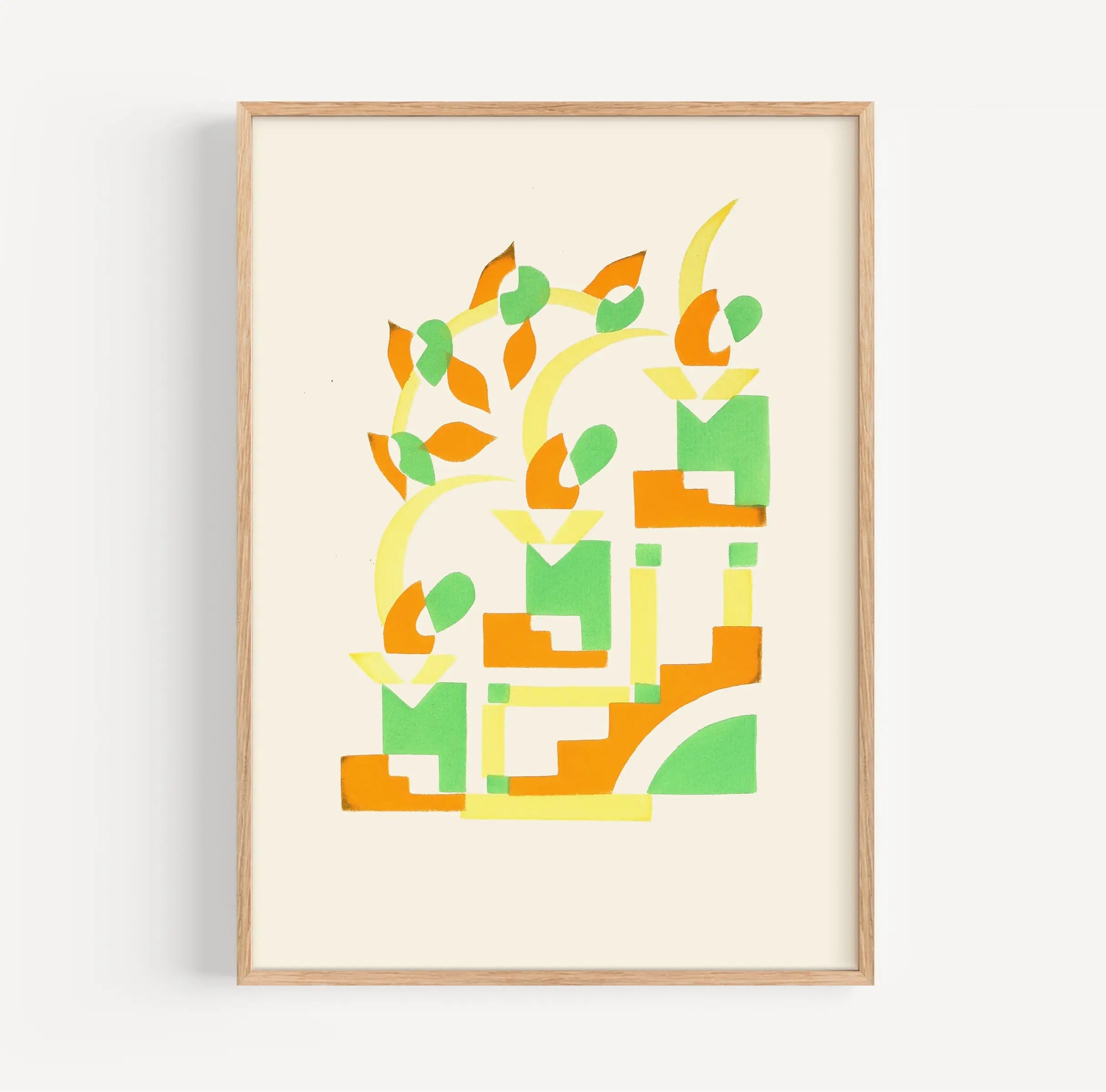 Geframde abstracte kunstprint voor de Fleurs Texte Poster winkeldecoratie