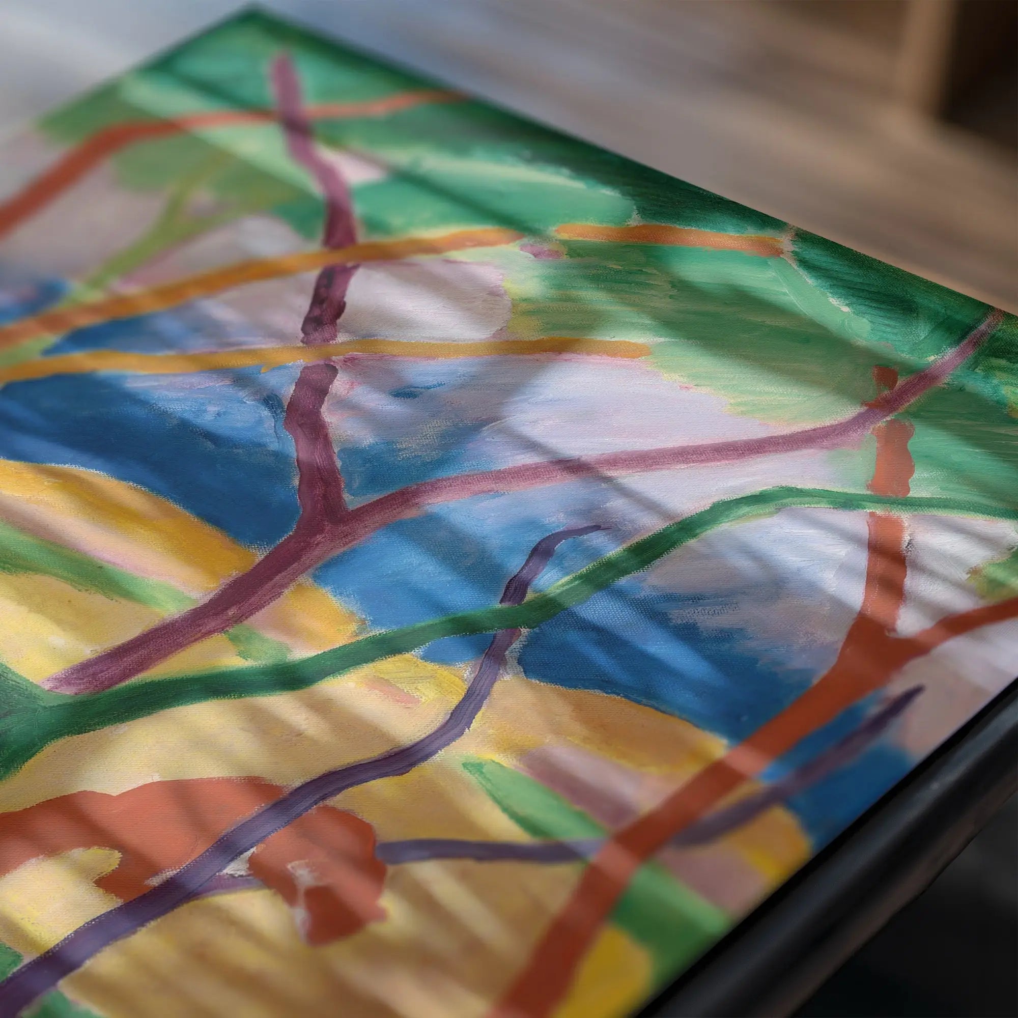 Abstract kleurrijk schilderij op poster van Franz Marc Wezels in het Spel