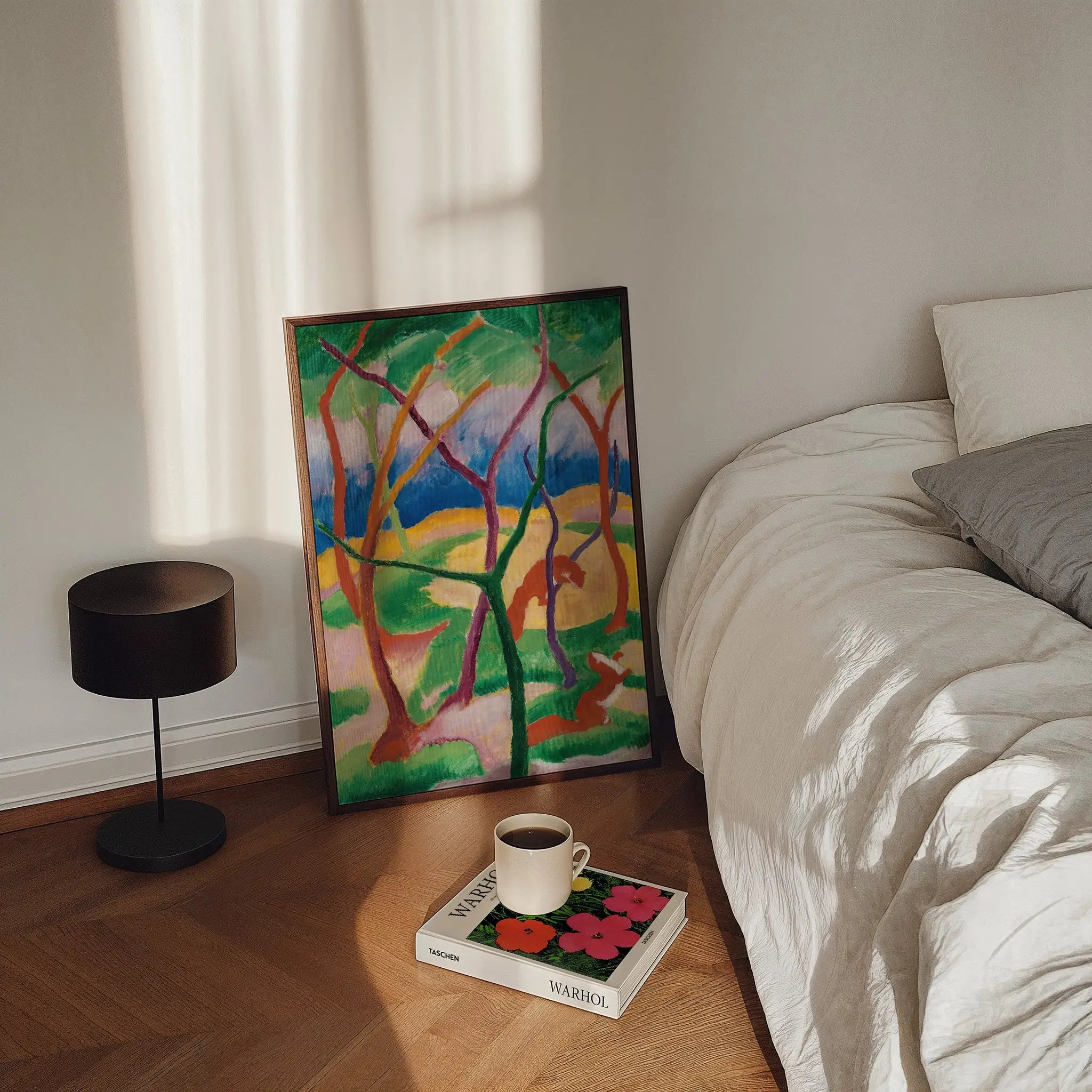 Facebook FOTO Schetsmatige kleurrijke bos schilderij voor Franz Marc Wezels in het Spel Poster