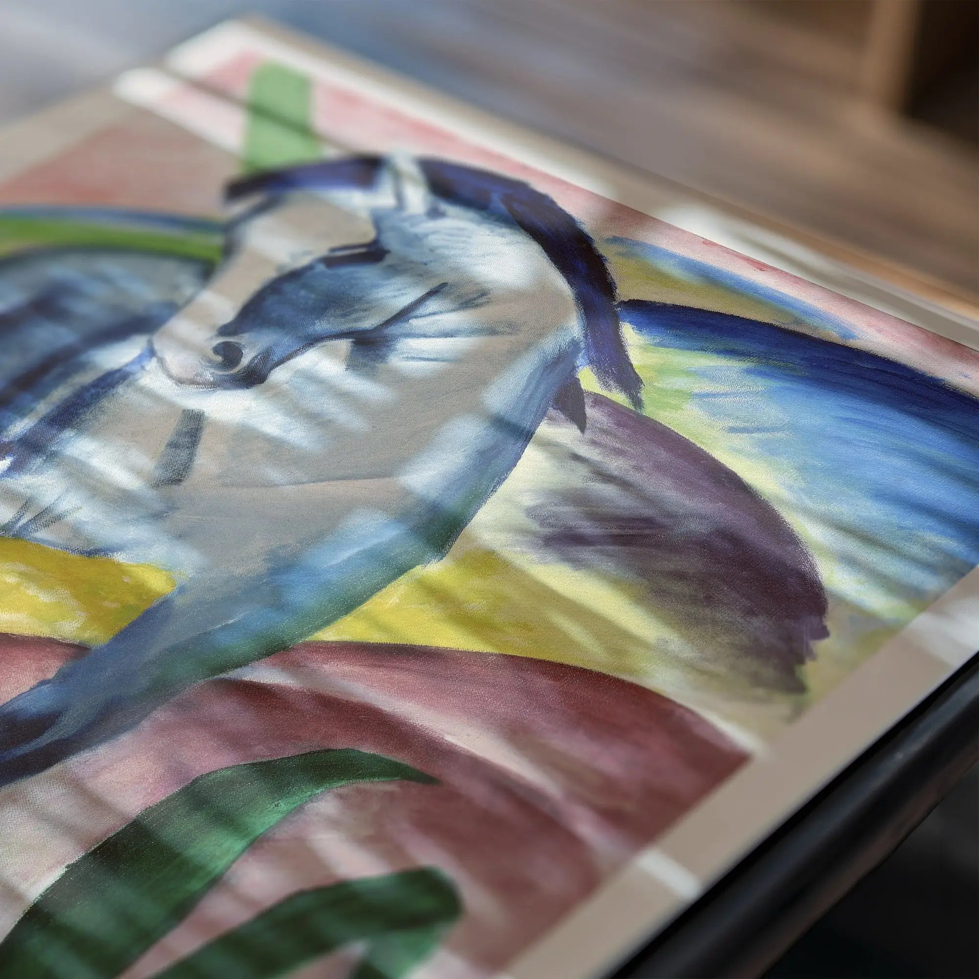 Kleurrijk paard schilderij voor Franz Marcs Blauwe Paard 1 Poster