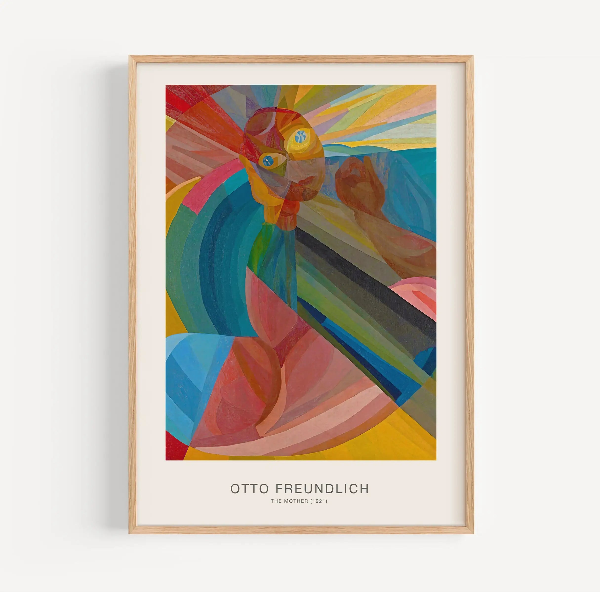 Framed abstract painting in Freundlichs De Moeder poster displayed in a modern setting