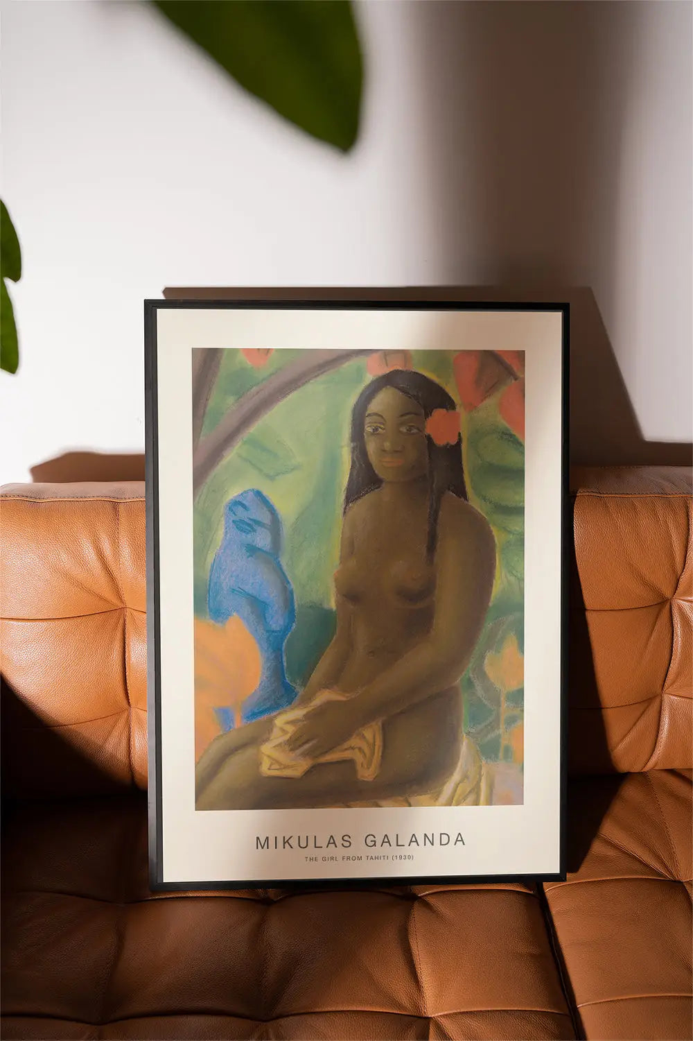 Geverfde Mikulas Galanda kunstwerk in lijst voor Girl from Tahiti Poster deur