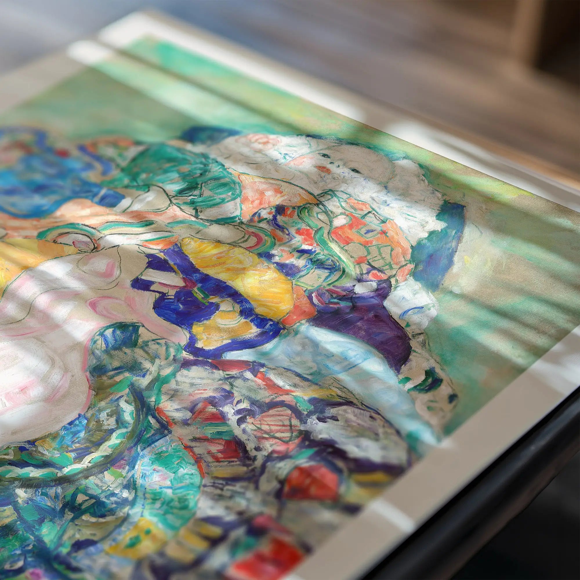 Kleurrijk abstract kunstwerk op Gustav Klimt Baby Poster voor kinderkamer decor
