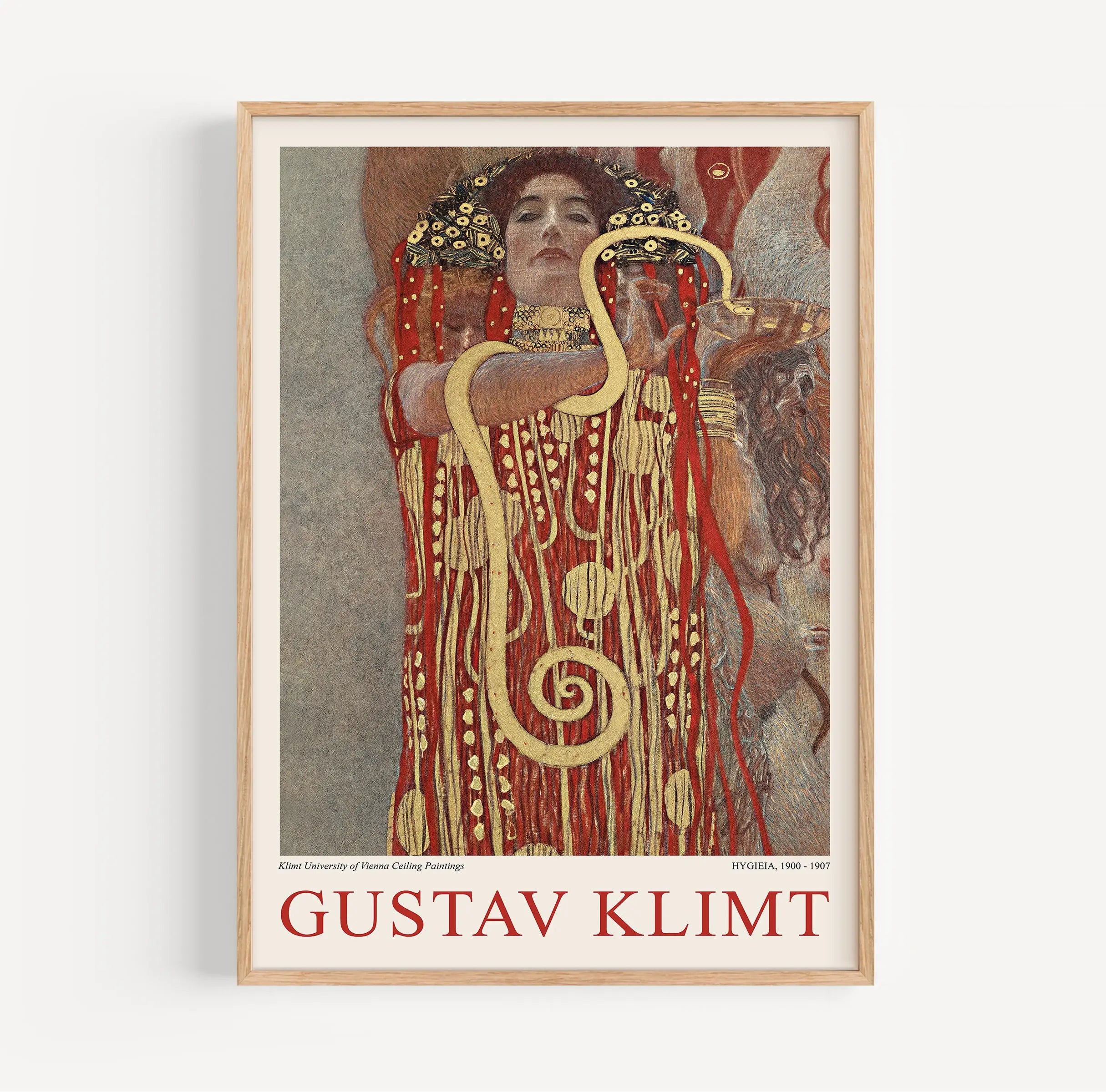 Gestraft Gustav Klimt schildering in lijst voor de Gustav Klimt Hygieia Poster