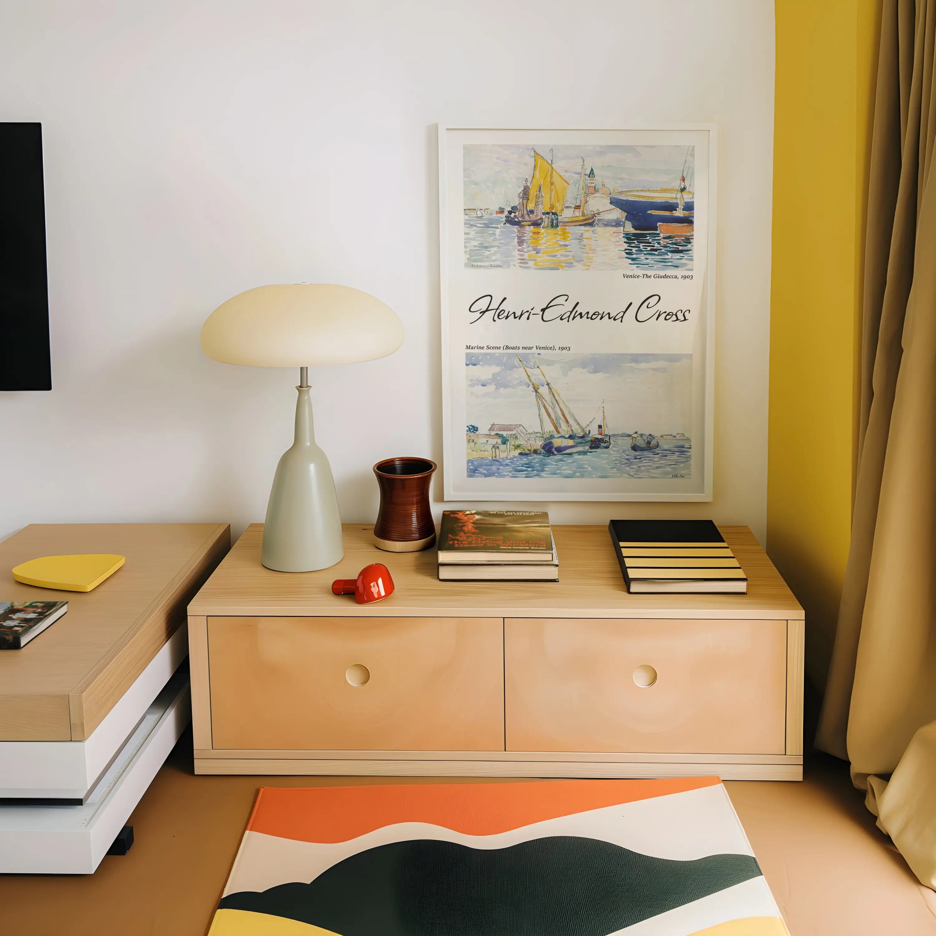 Licht houten ladekast bij Henri Edmond Cross Venetië Poster