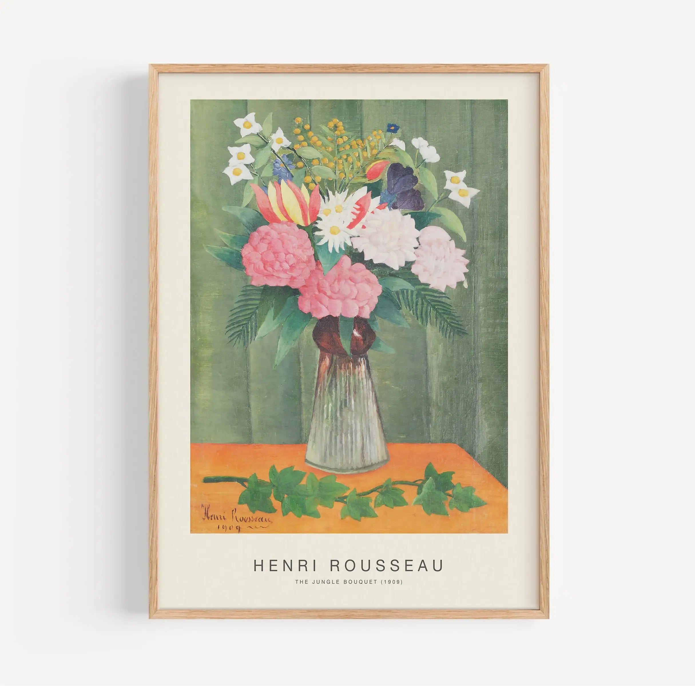 Gerapporteerde bloemstilllevenschildering op Henri Rousseau Jungle Bouquet Poster