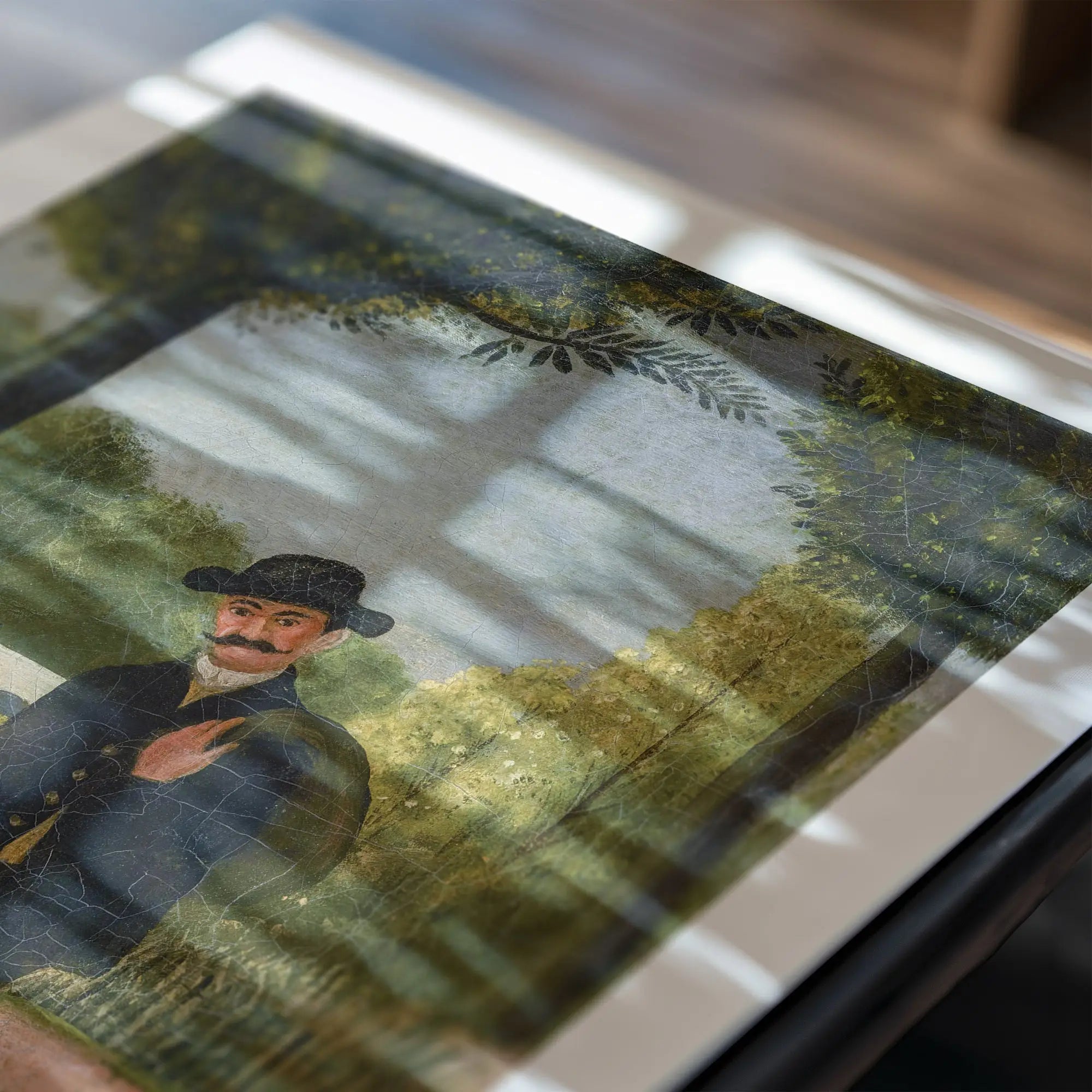 Gepubliceerd schilderij van een man in een bos, ontworpen voor Henri Rousseau Kinderwagen en Kind Poster