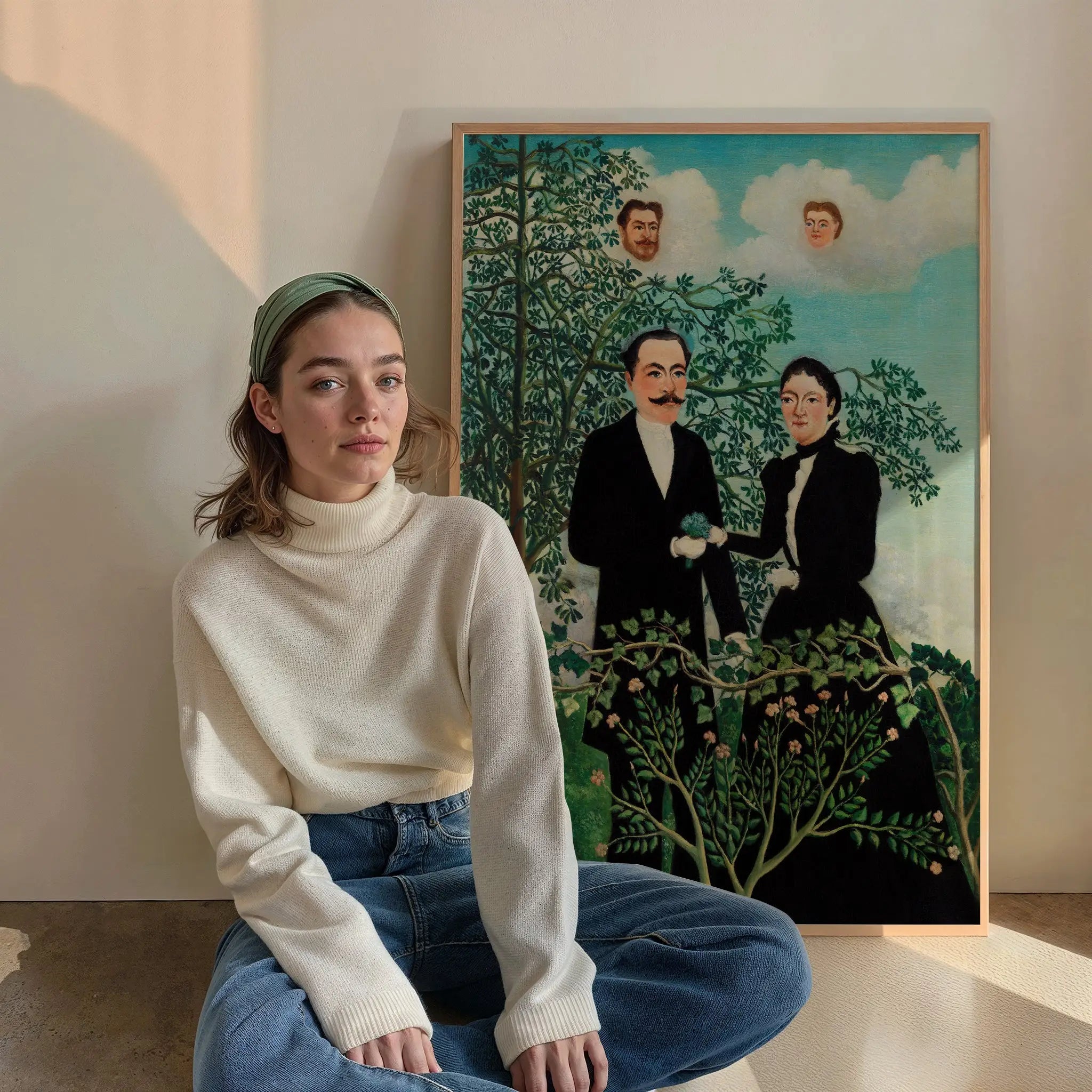 Geleegde portretsschildering poster van Henri Rousseau voor wanddecoratie