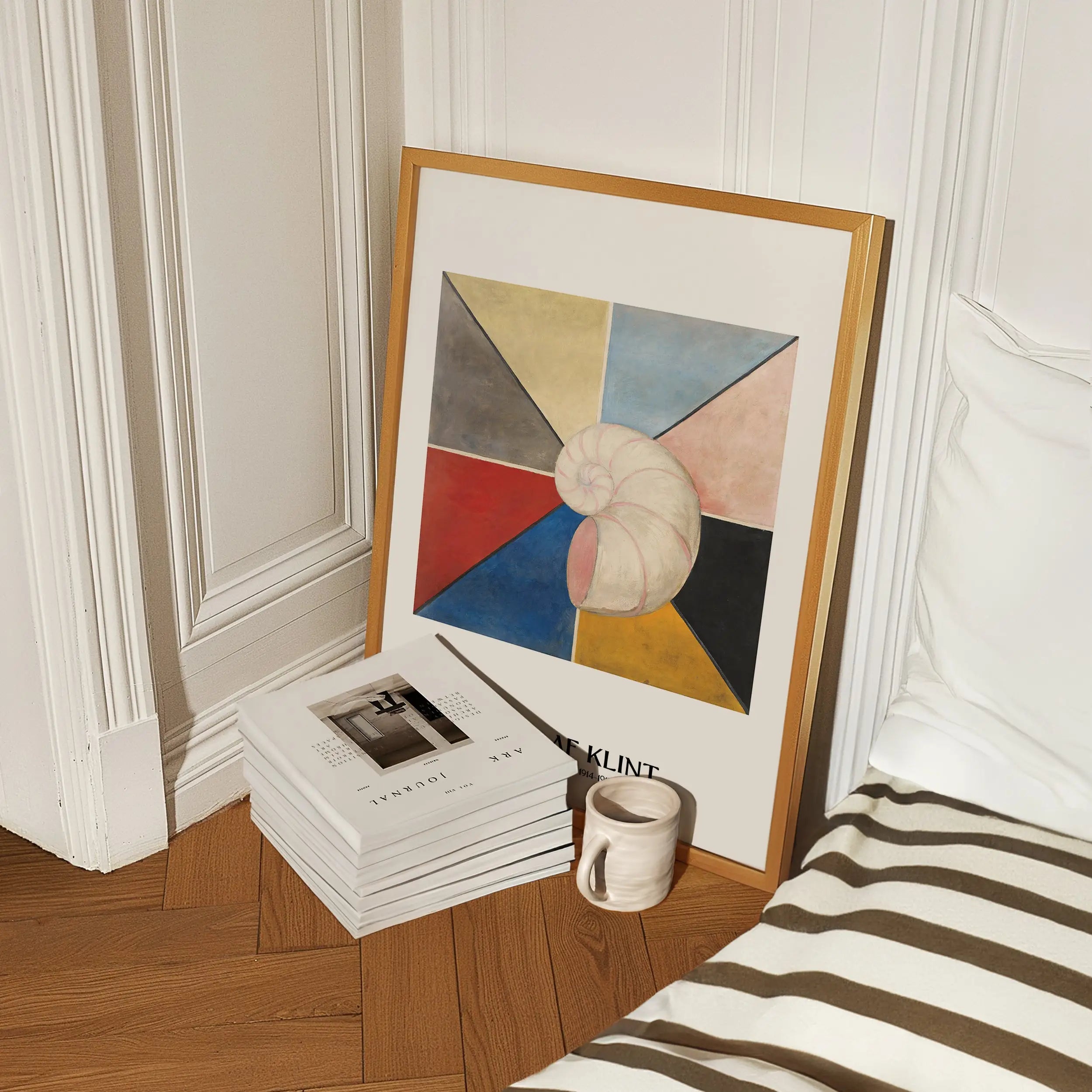 Gekaderd geometrisch schelpenkunst poster Hilma af Klint De Zwaan Nr 20