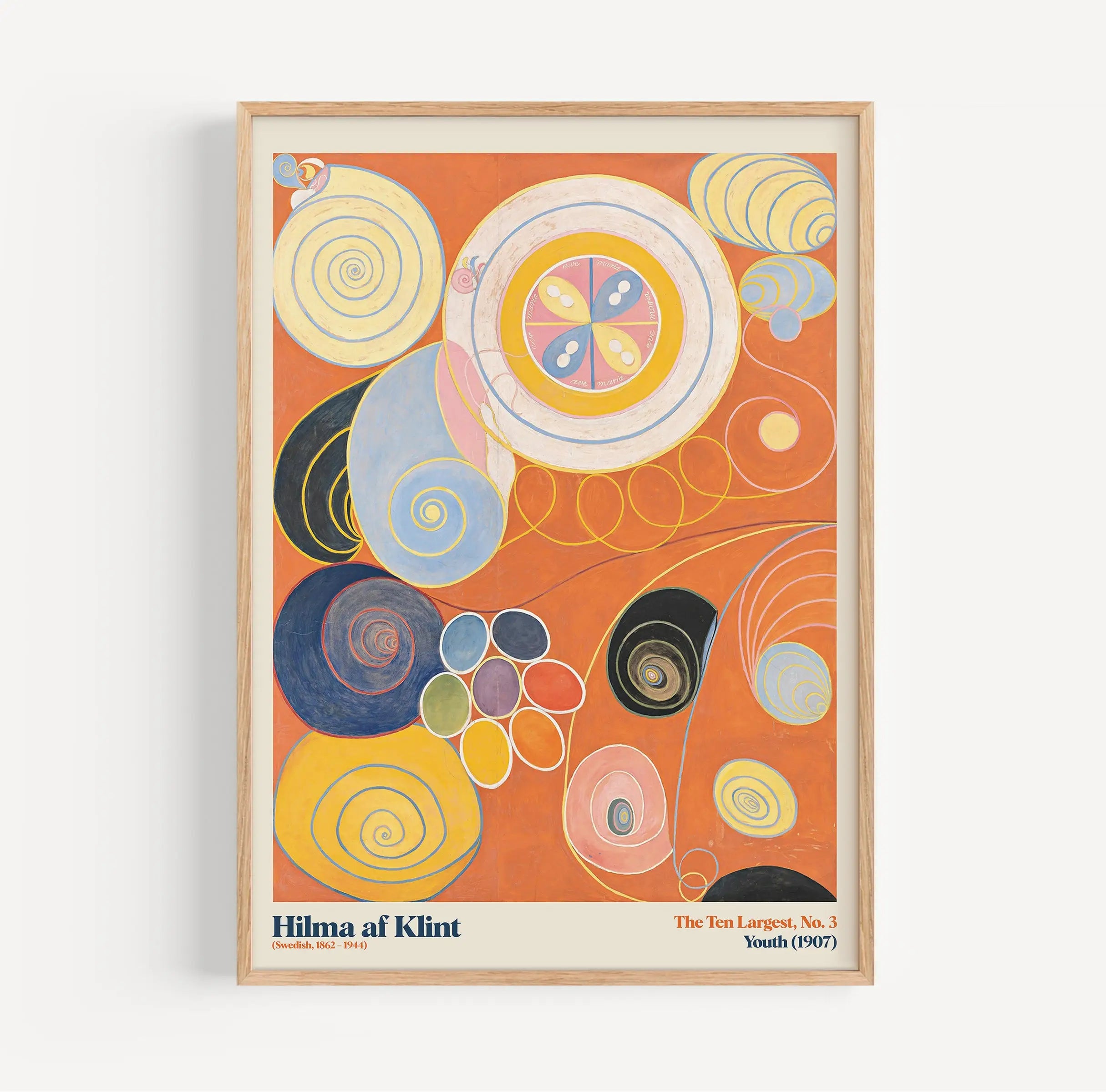 Gewei abstract schilderij met oranje achtergrond in de Hilma af Klint Poster de Tien Grootste No. 3