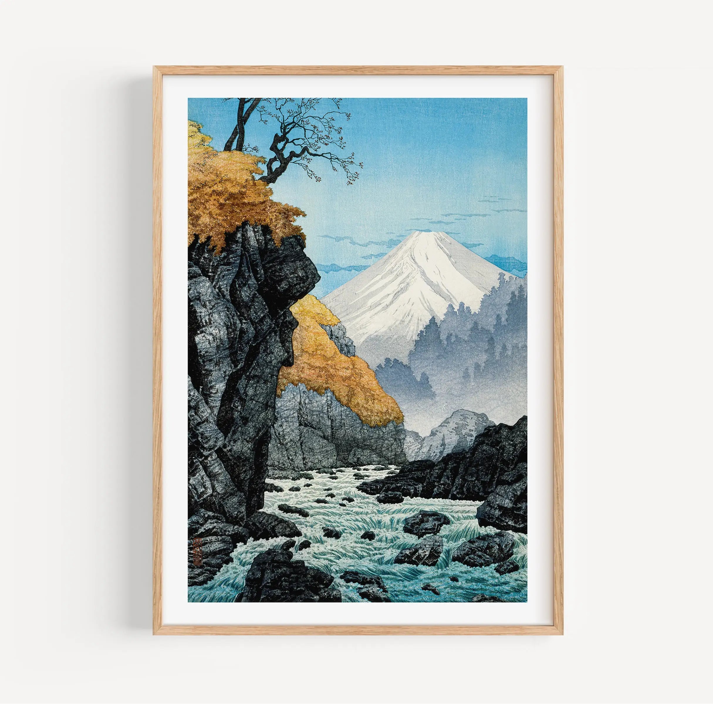 Geslaagd Japanse Landschapsprint van Hiroaki Takahashi Mount Ashitaka poster in lijst