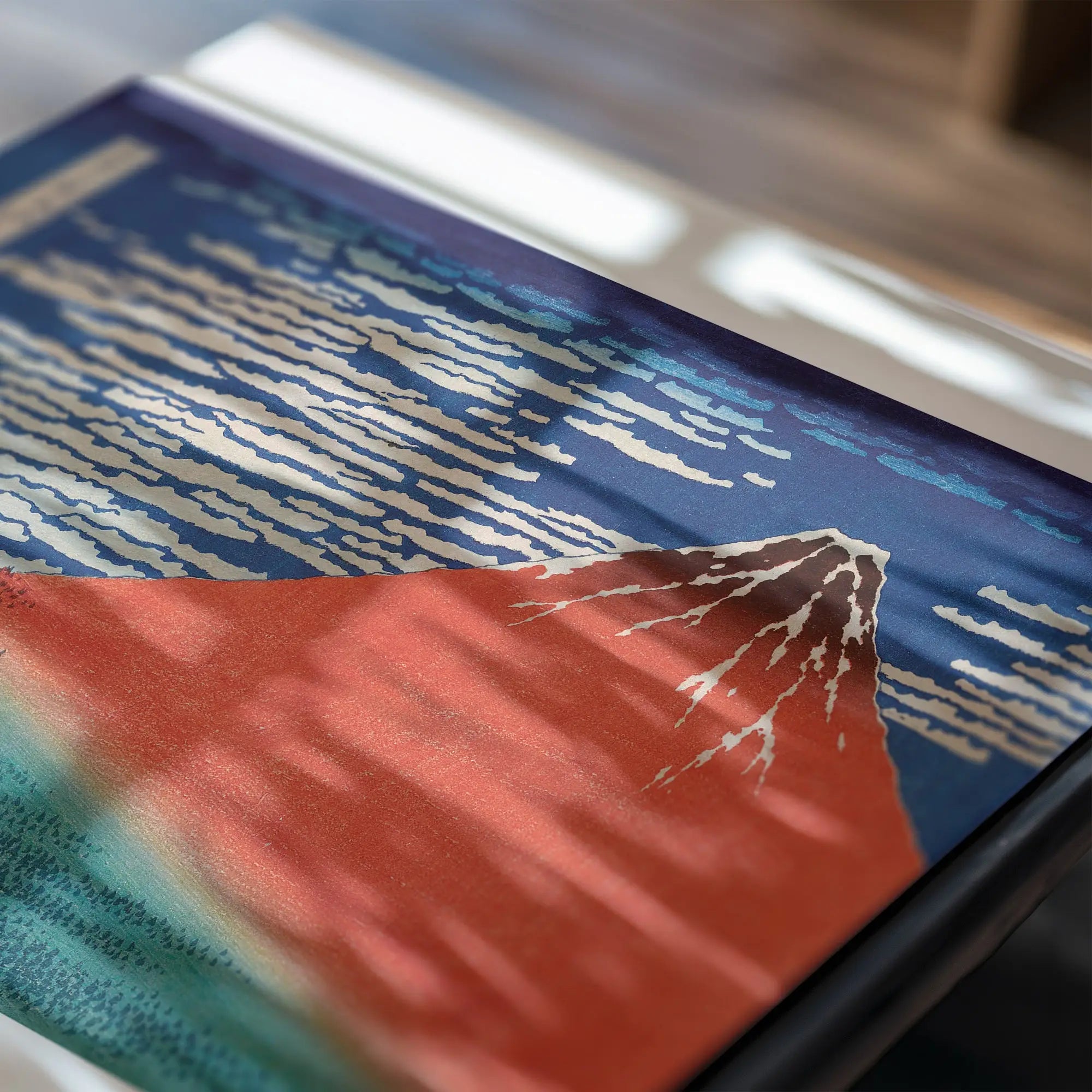 Japanse decoratieve dienblad met Hokusai Fine Wind Clear Morning Poster afbeelding