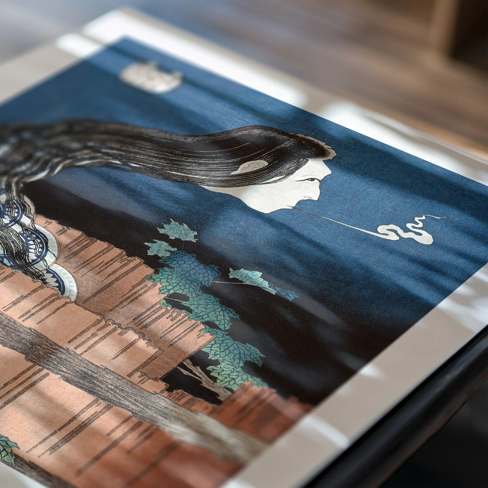 Japanse houtblokafdruk van een geest voor Hokusai The Mansion of the Plates Poster