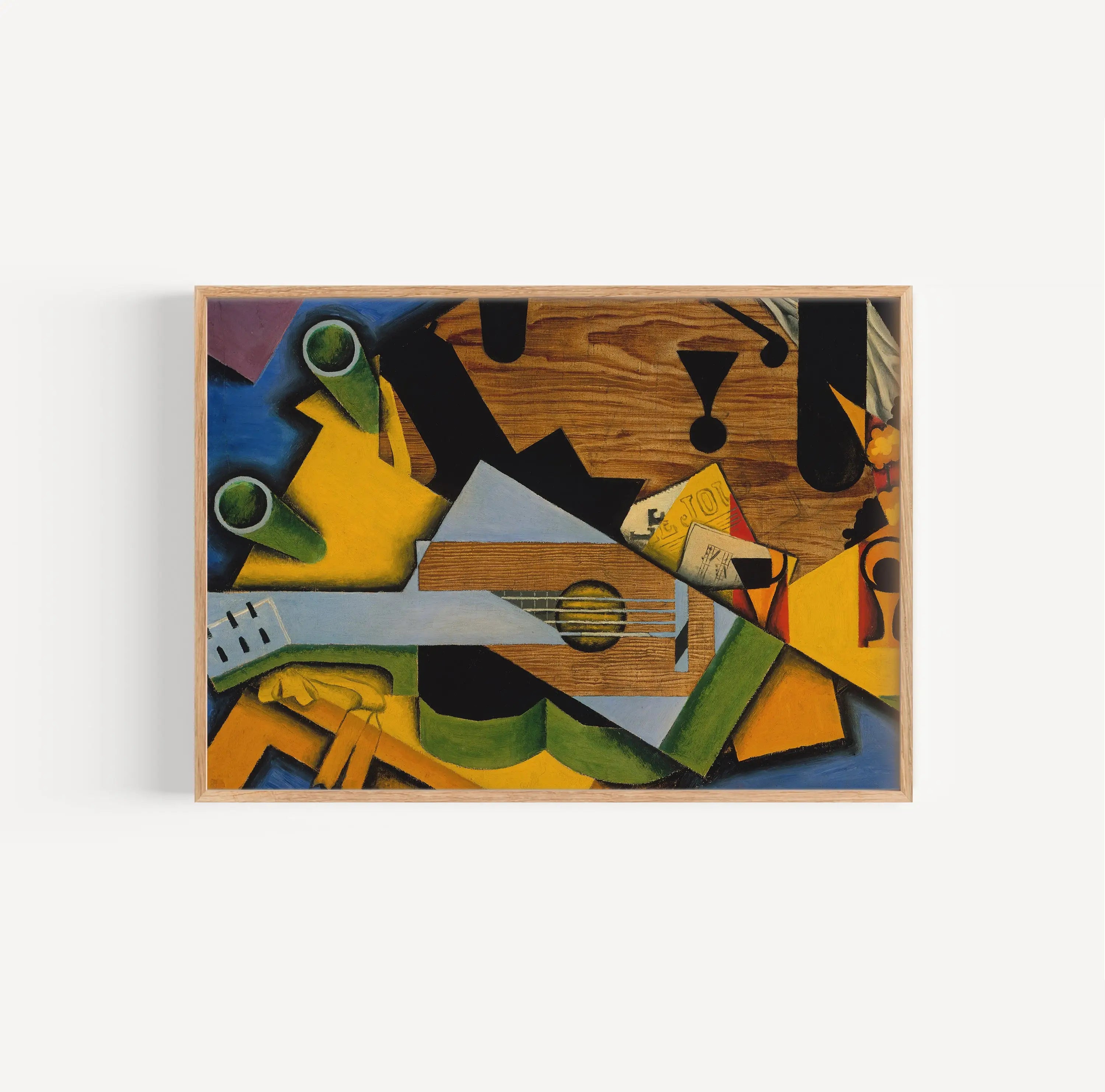 Cubistisch schilderij van gitaar en objecten voor Juan Gris Still Life met Gitaar poster