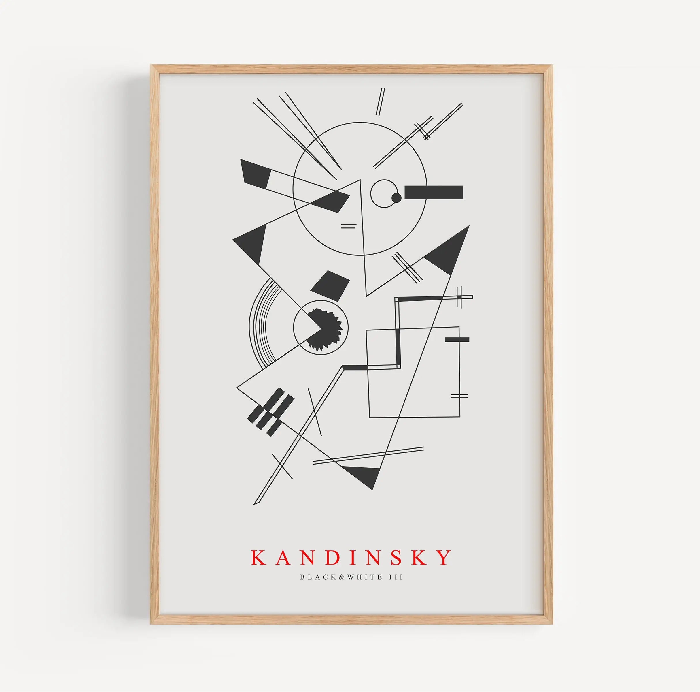 Geframereerde Kandinsky abstracte Inkttekening Poster voor kunstliefhebbers