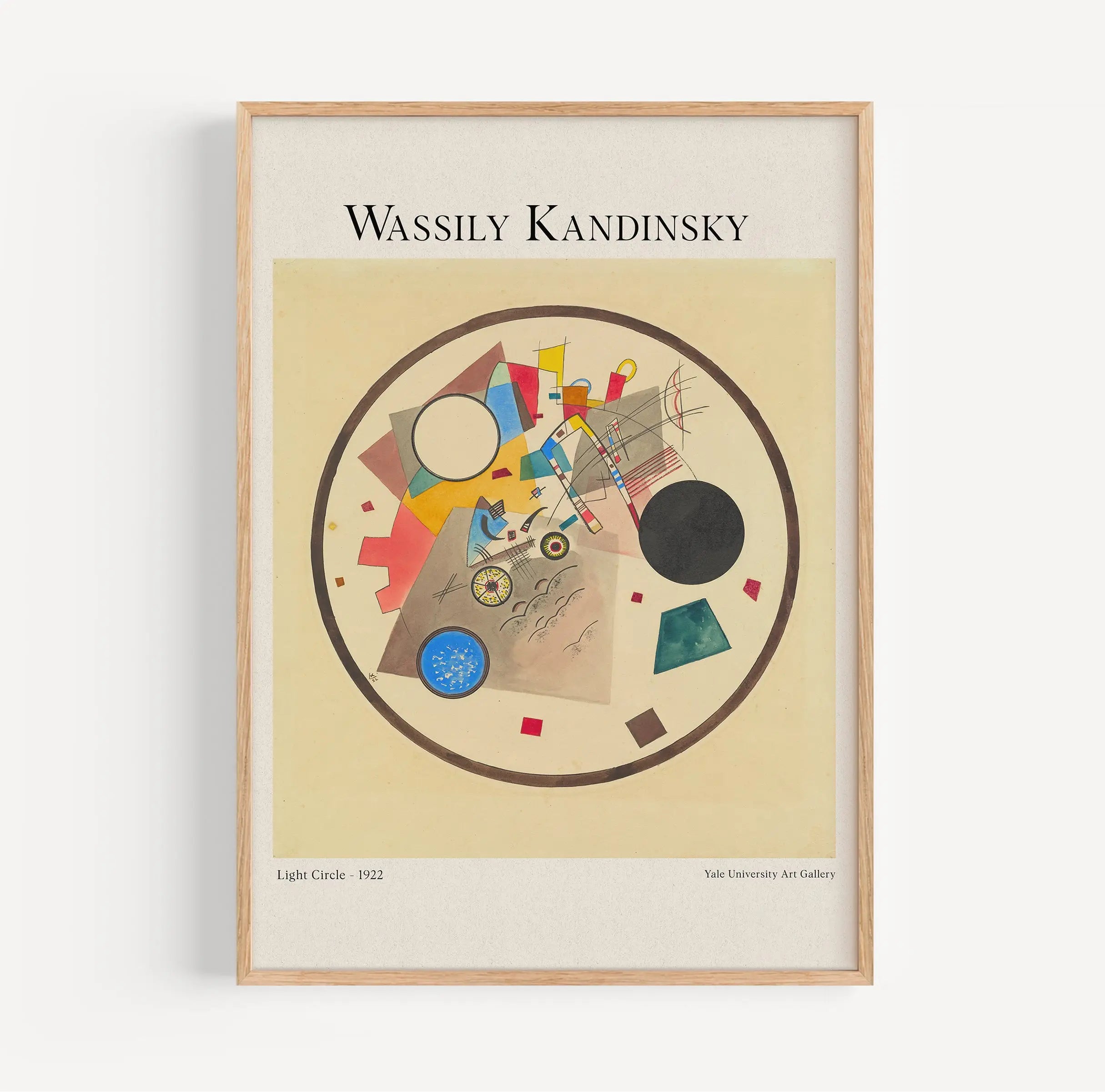 Gepasseerde Wassily Kandinsky kunstafdruk in lijst voor Kandinsky Light Circle Poster