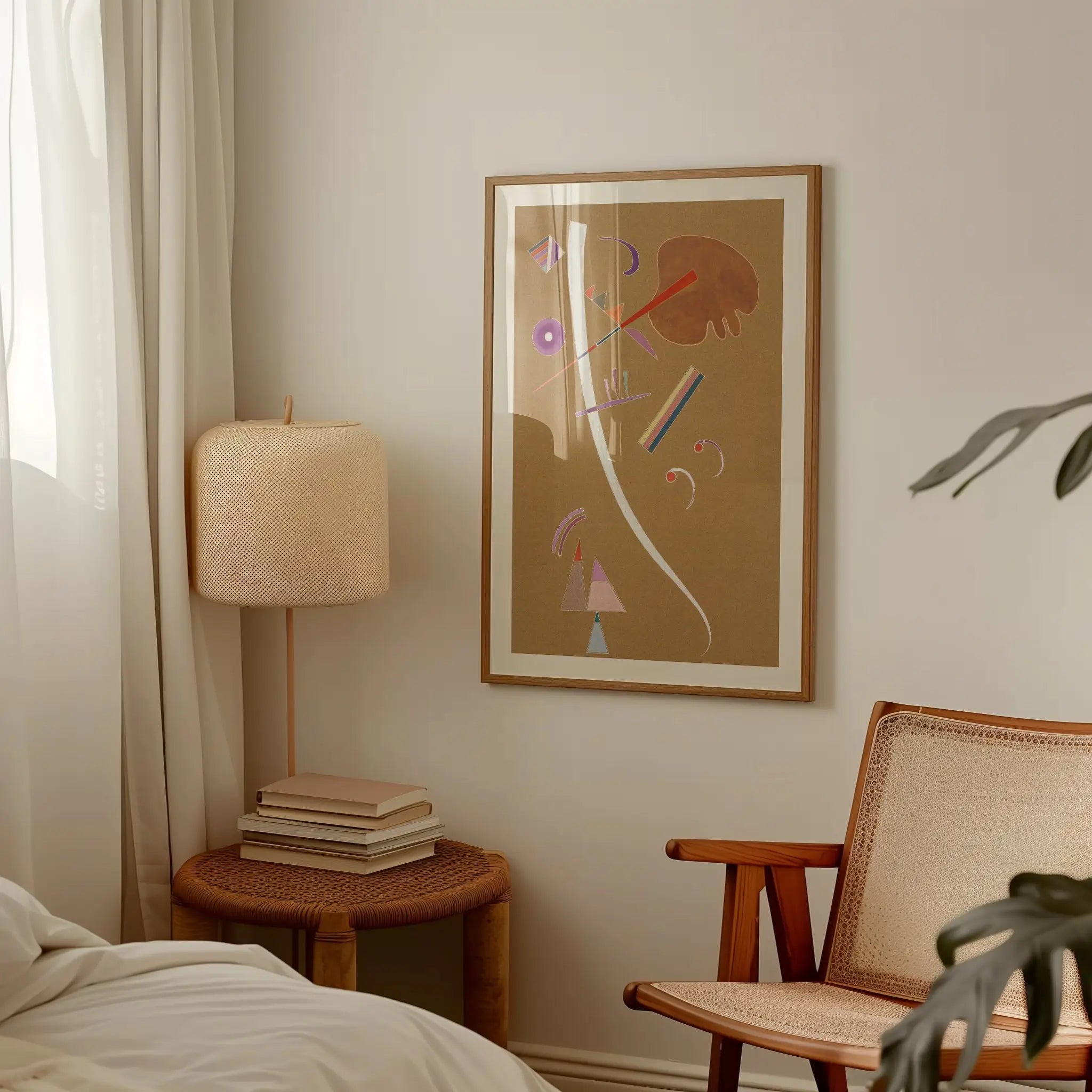 Framed abstract art Kandinsky Poster op muur in moderne woonkamer