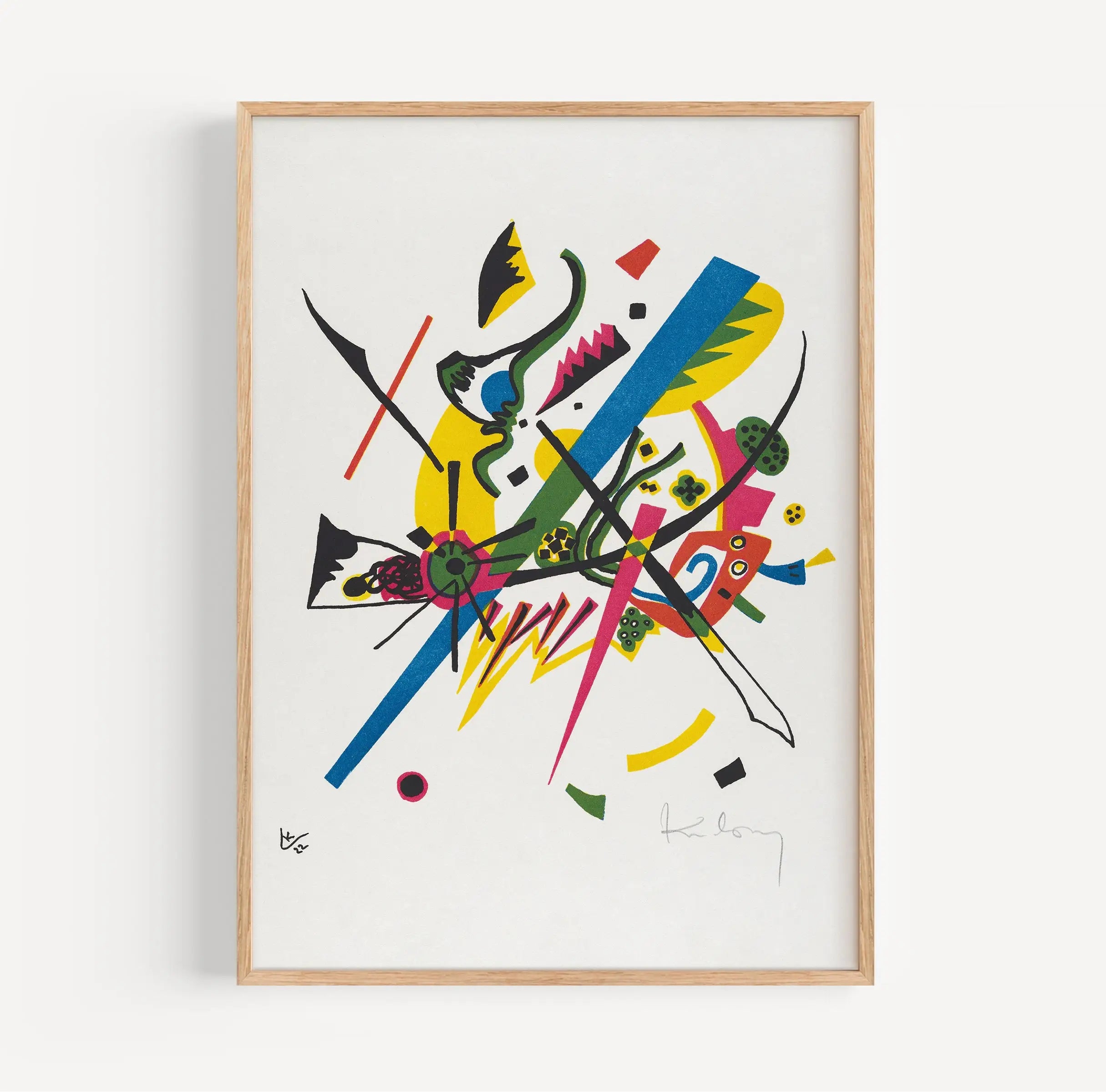 Geverfde abstracte kunstprint in lijst voor Kandinsky Poster Kleine Welten I
