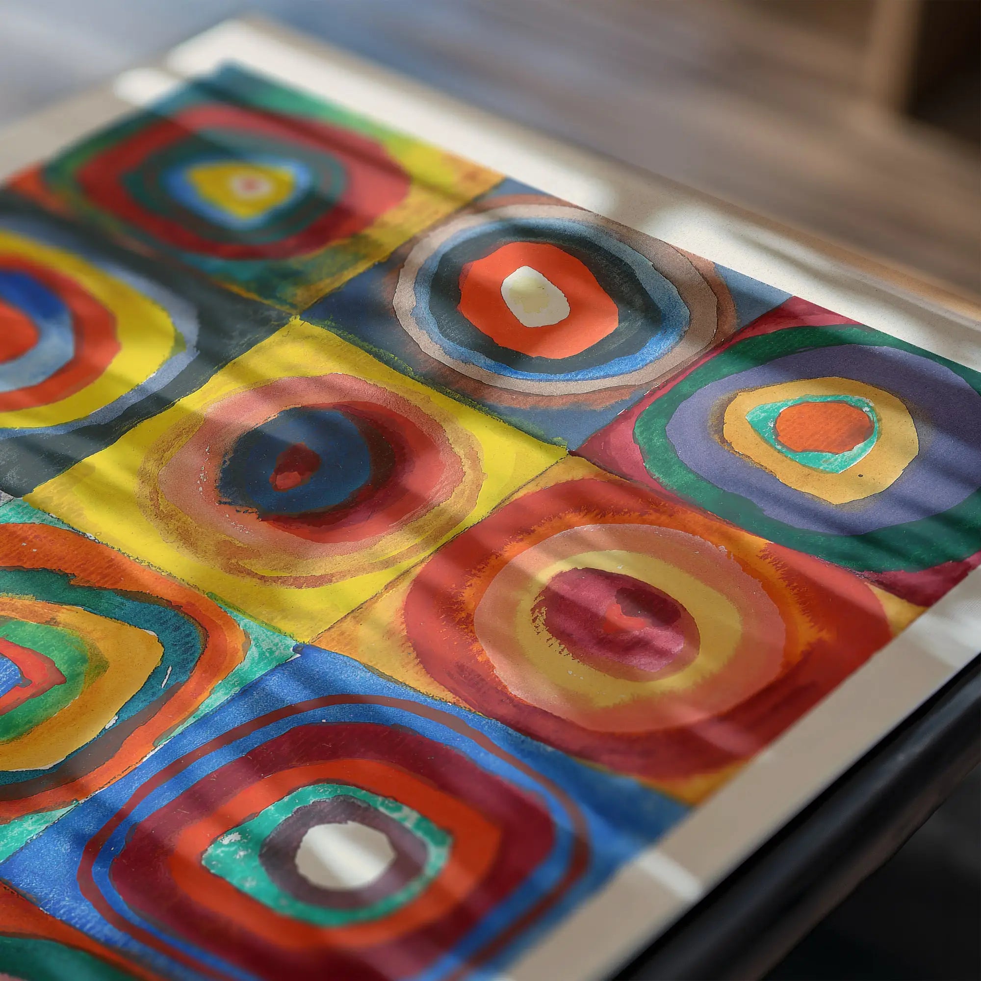 Kandinsky Poster Kleurrijke Vierkanten met kleurrijke concentric cirkels schildering