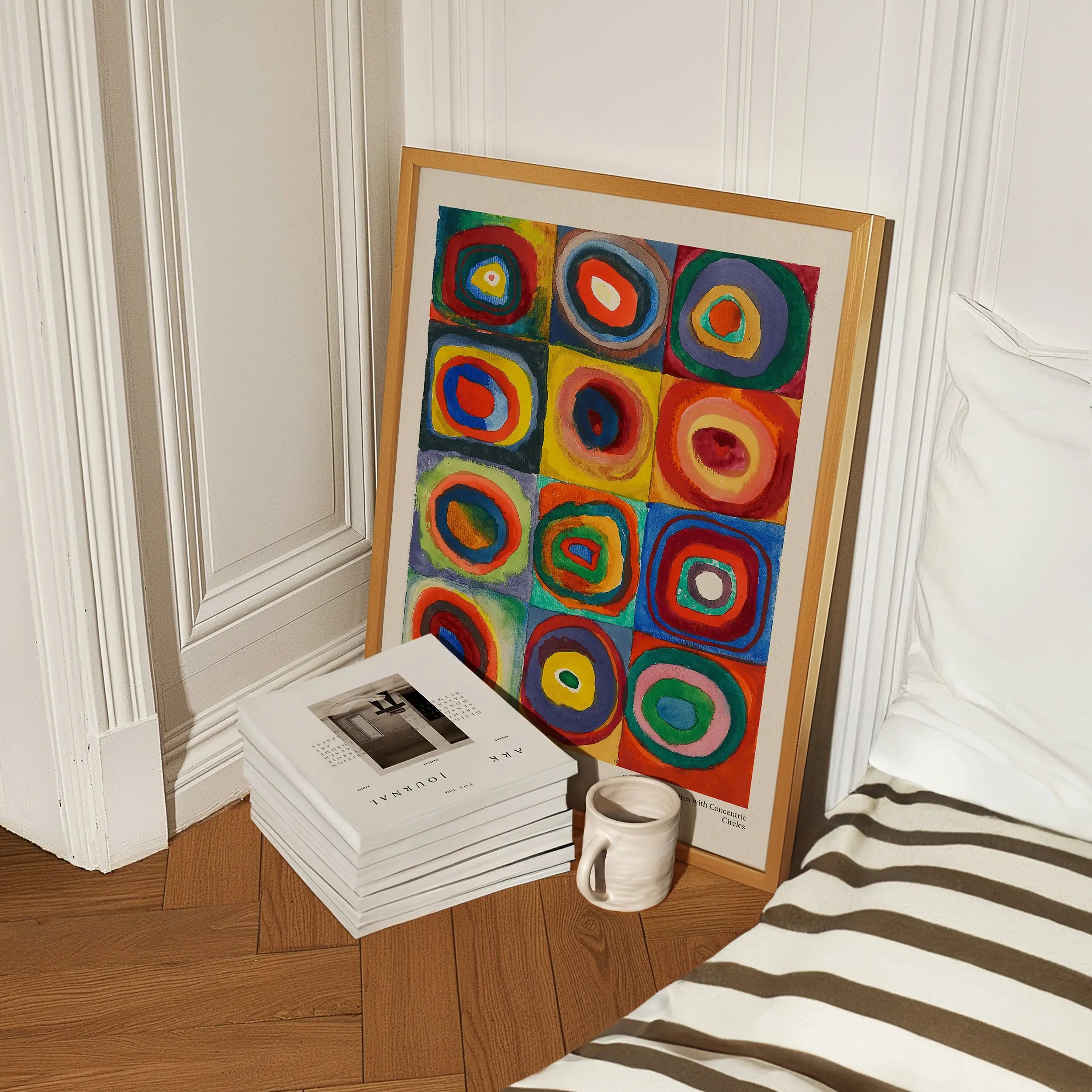 Geldig alt-tekst voor Kandinsky Poster Kleurrijke Vierkanten met gekleurde concentrische cirkels