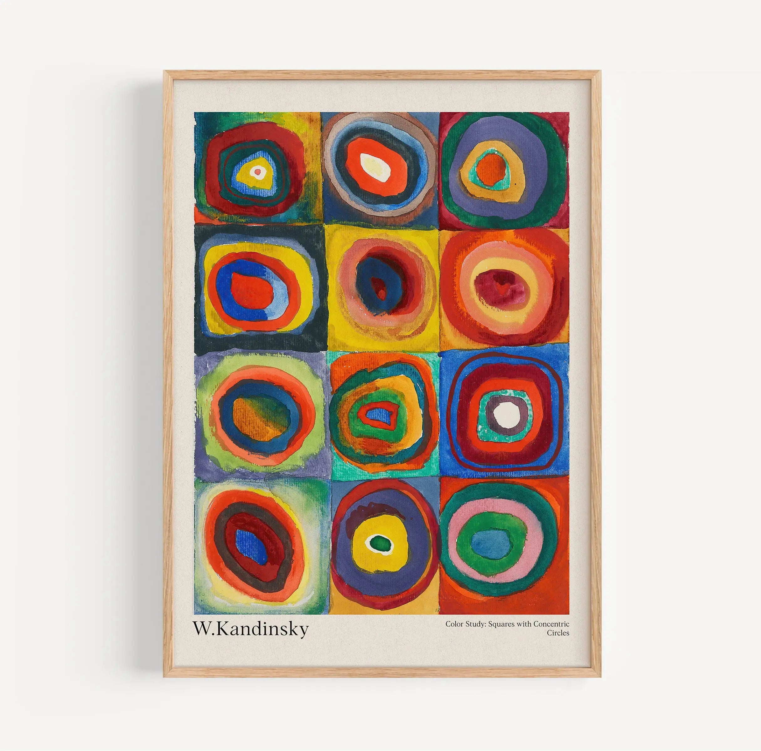 Gemaakt van kunstwerk van Kandinsky in een kleurrijk vierkant frame voor poster decor