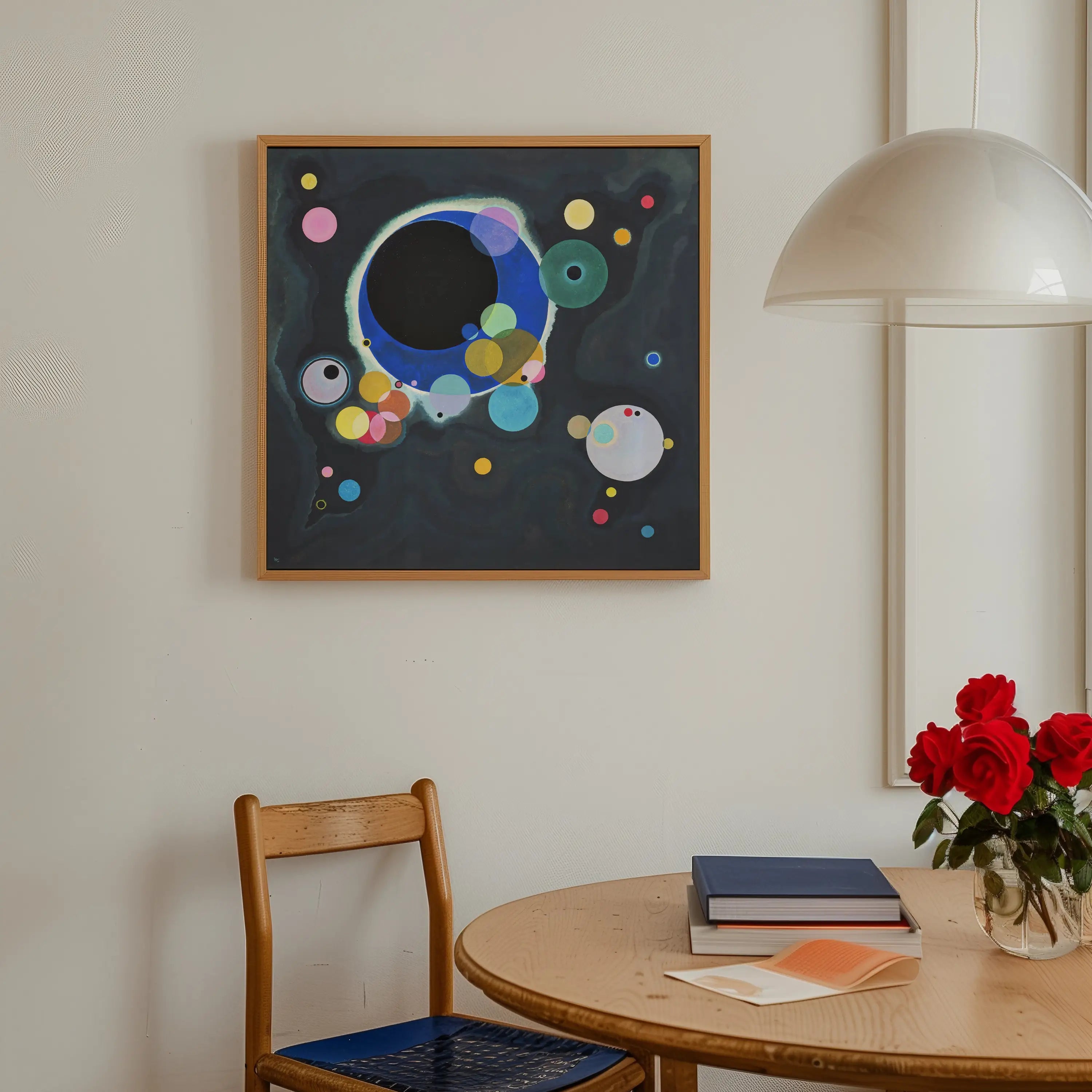 Framed abstract schilderij met kleurrijke cirkels voor Kandinsky Several Circles Poster