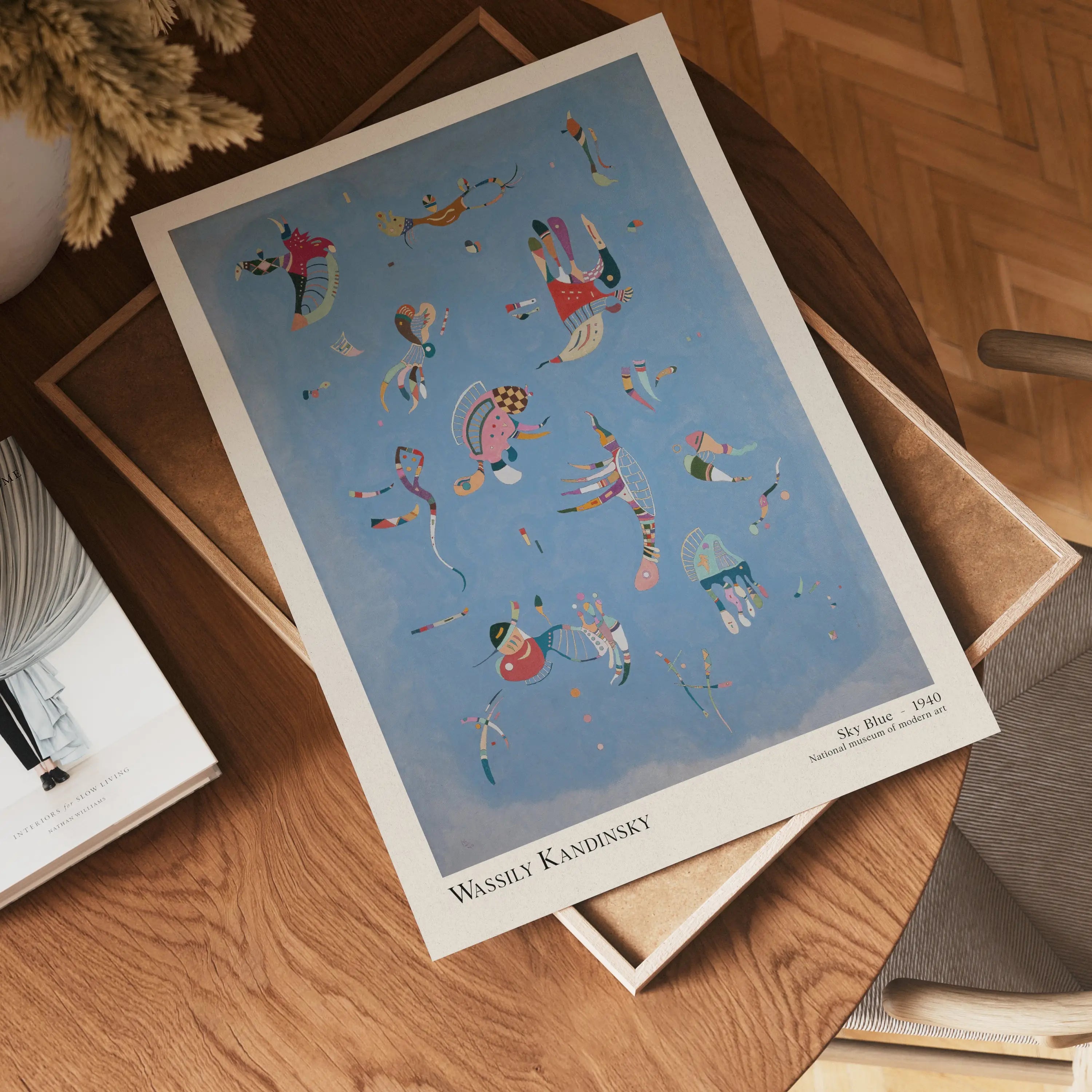 Abstract kunstprint voor Kandinsky Sky Blue Poster in helder blauw en kleurrijk ontwerp