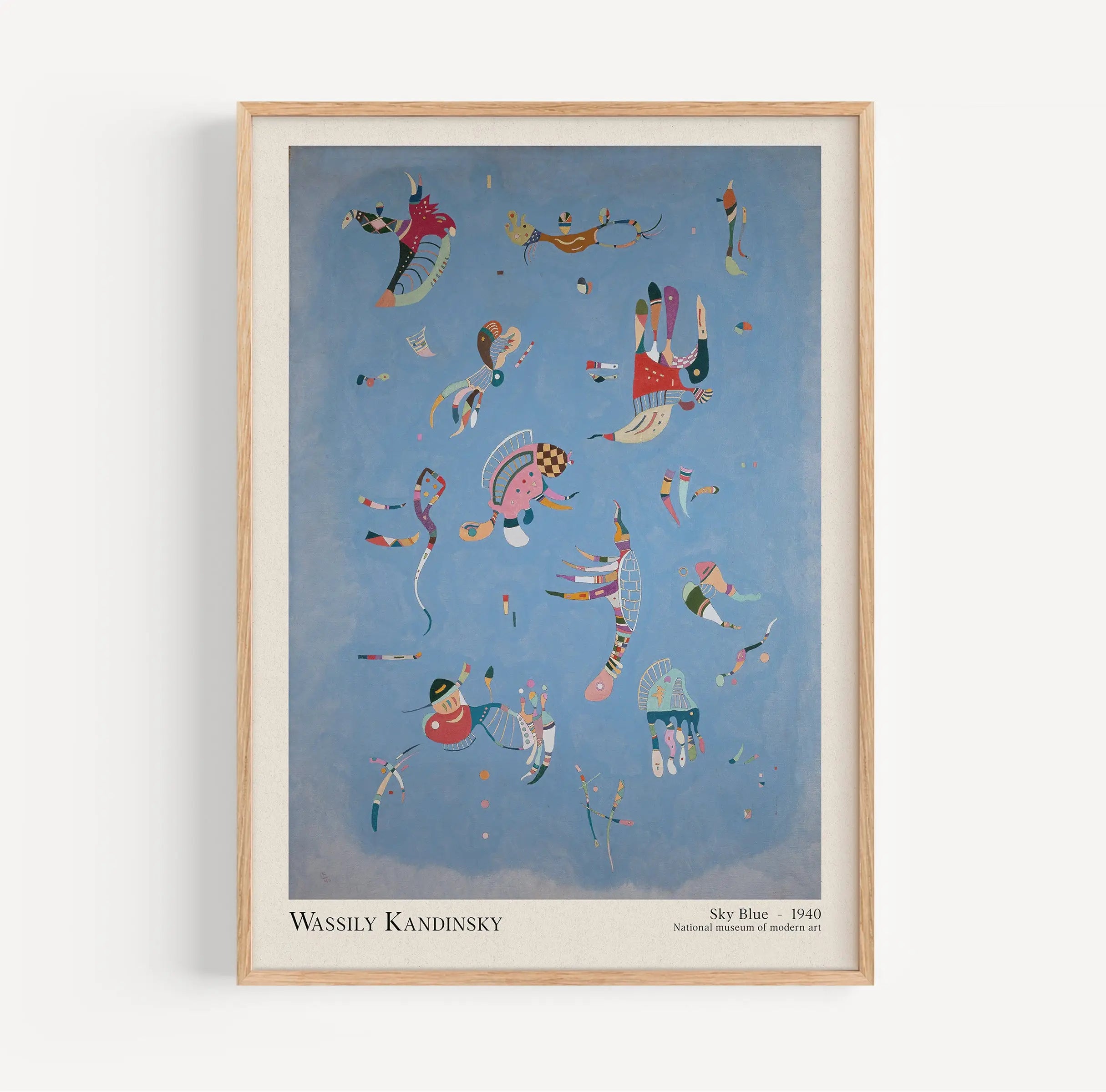 Geverfde abstracte kunstprint in lijst van de Kandinsky Sky Blue Poster