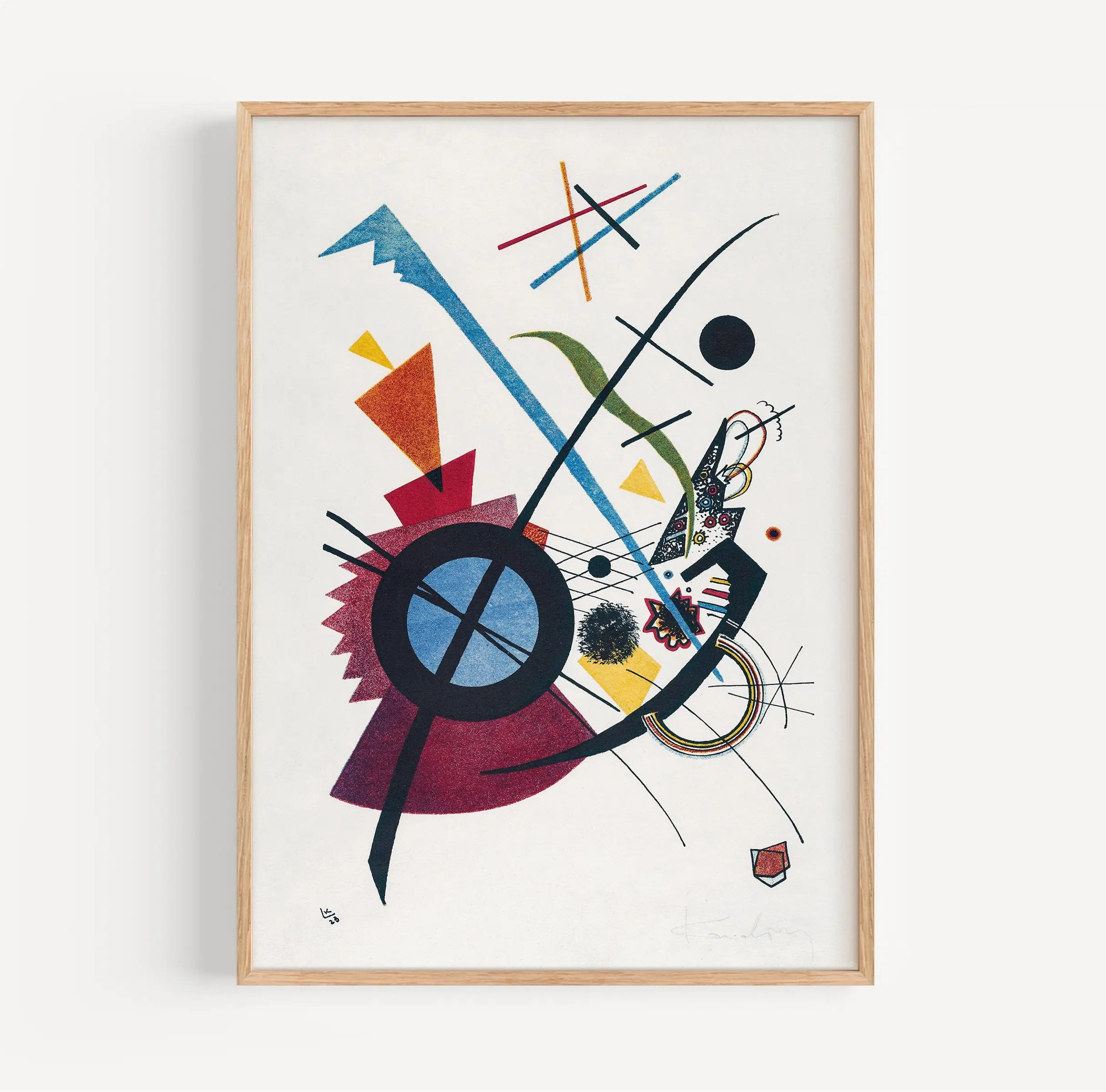 Geboorde abstracte kunstprint in lijst uit de Kandinsky Violet 1923 Poster