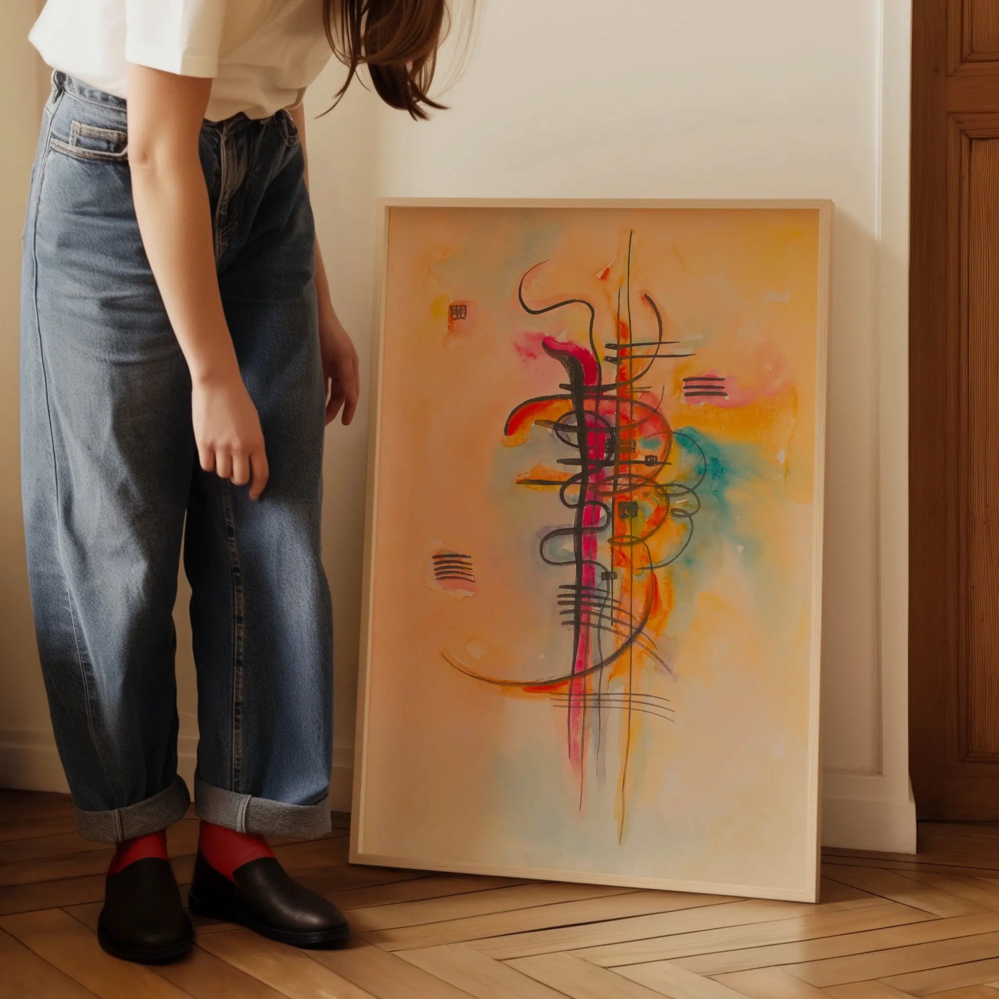 Abstract kleurrijk schilderij op canvas voor Kandinsky Watercolor N°325 Poster