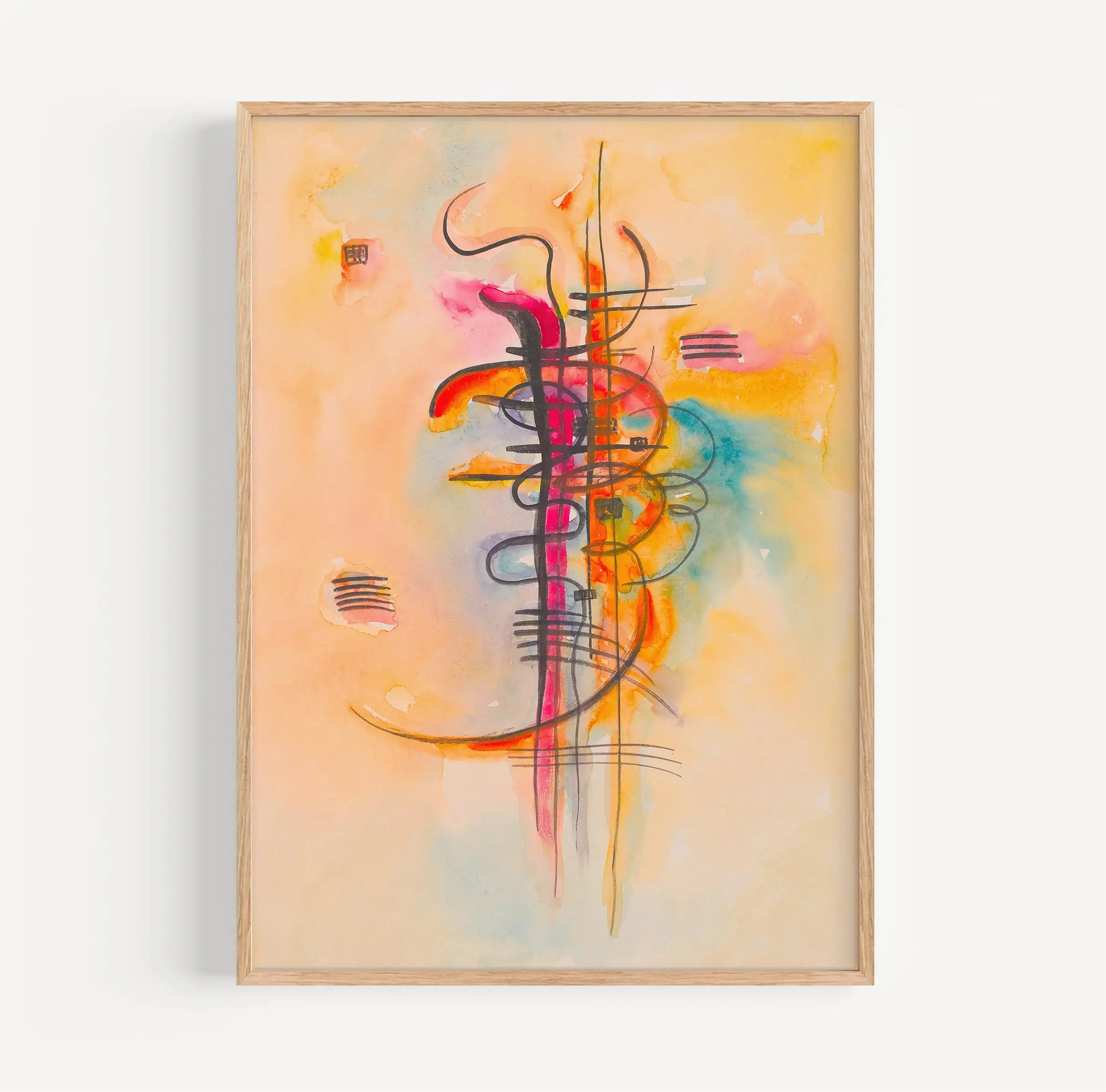 Gelaatstakend abstract watercolor schilderij in lijst op de Kandinsky Watercolor N°325 Poster