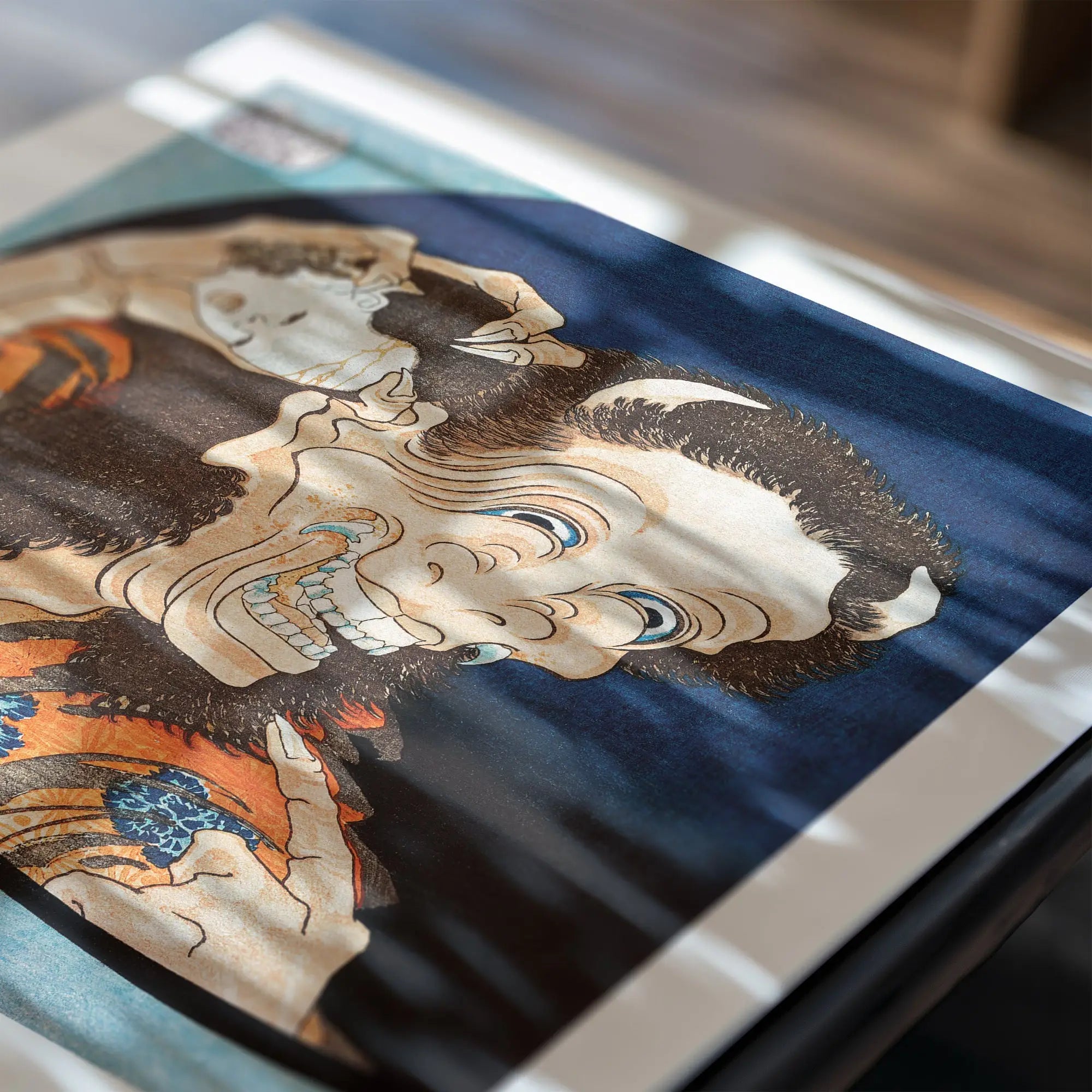 Japanse demon kunstwerk afgebeeld op Katsushika Hokusai Lachende Demon Poster