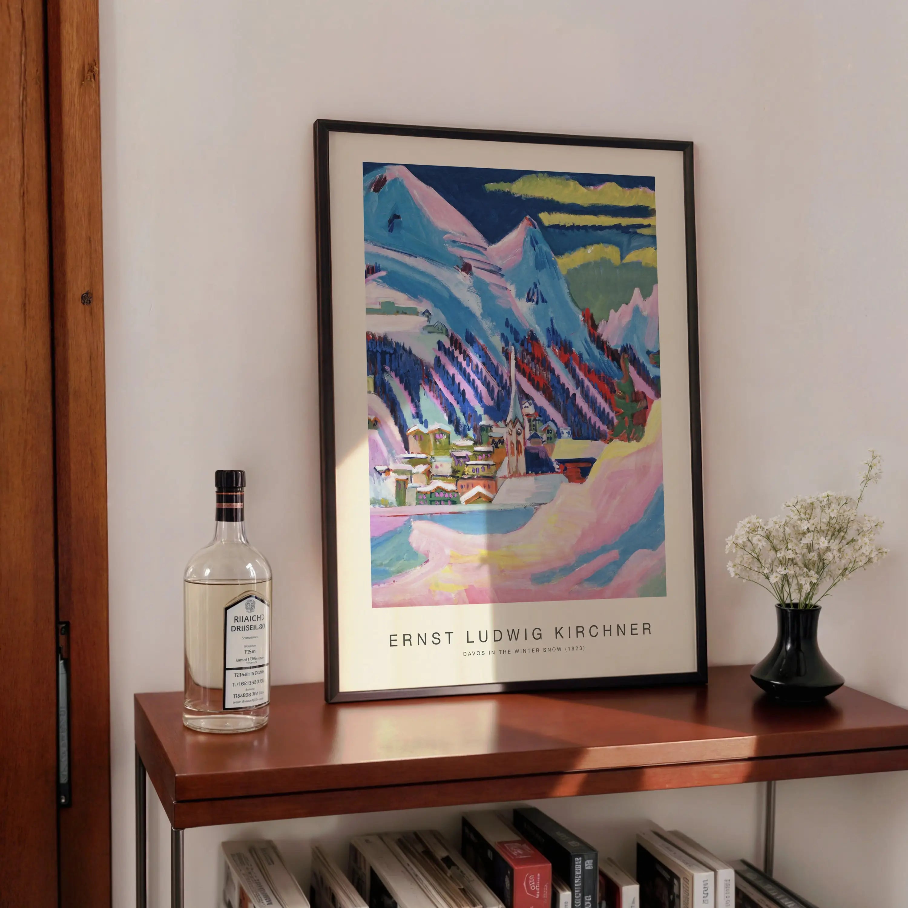 Gepersonaliseerd berglandschap kunstprint Kirchner Davos in winter sneeuw poster