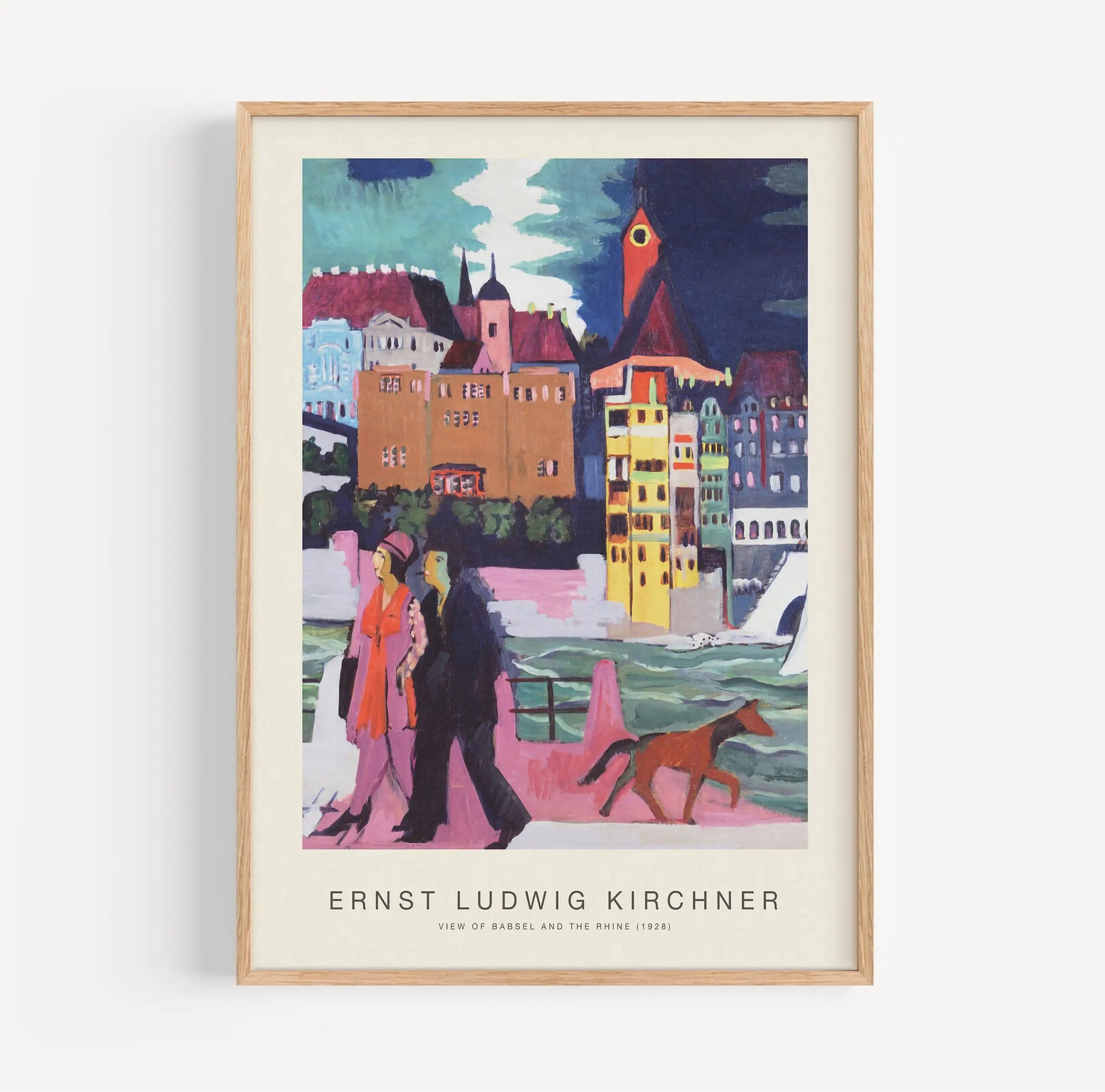 Geweergave van een ingelijst Ernst Ludwig Kirchner schilderij op een Kirchner View of Babsel Poster