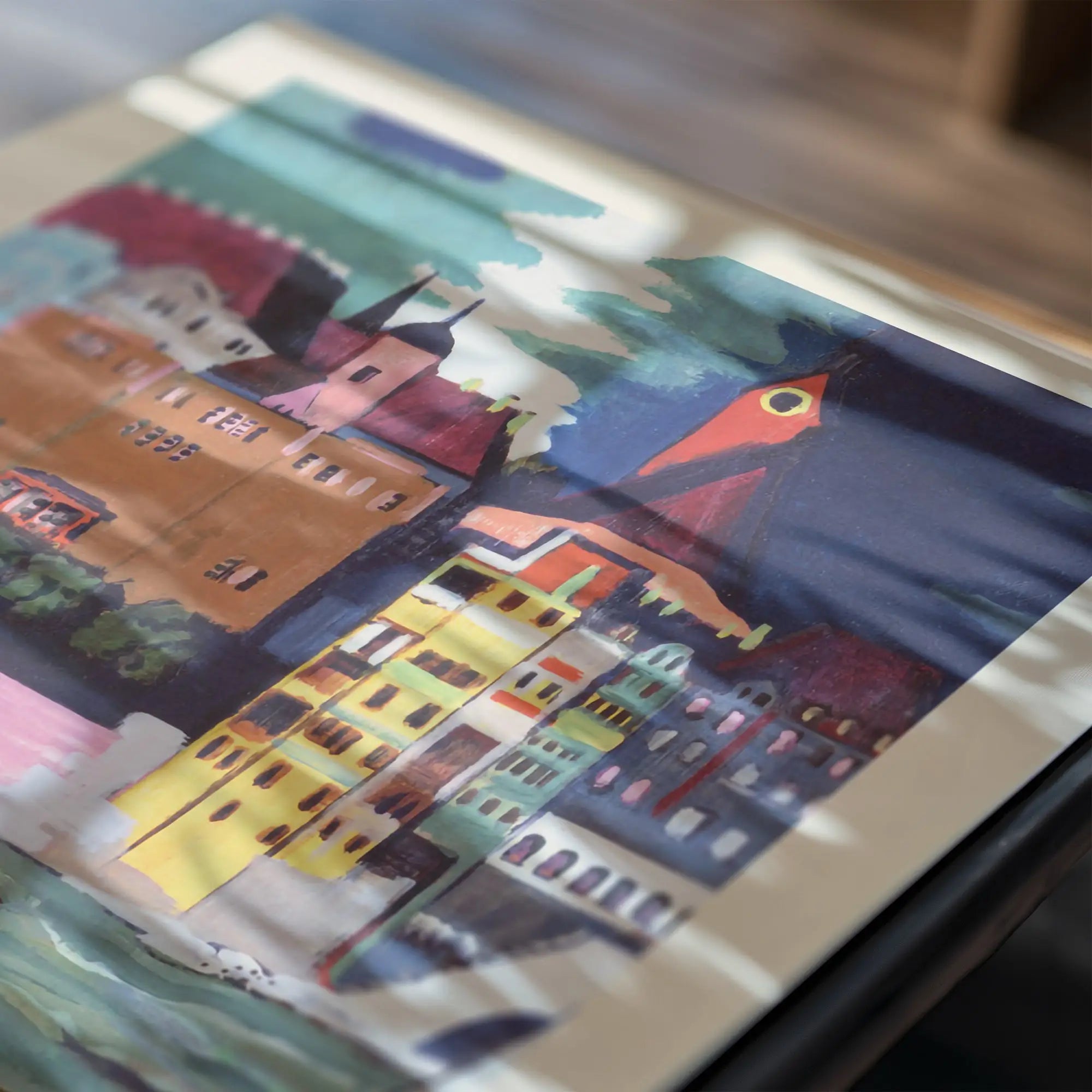 Kleurrijk stadsgezicht kunstwerk voor Kirchner View of Basel Poster