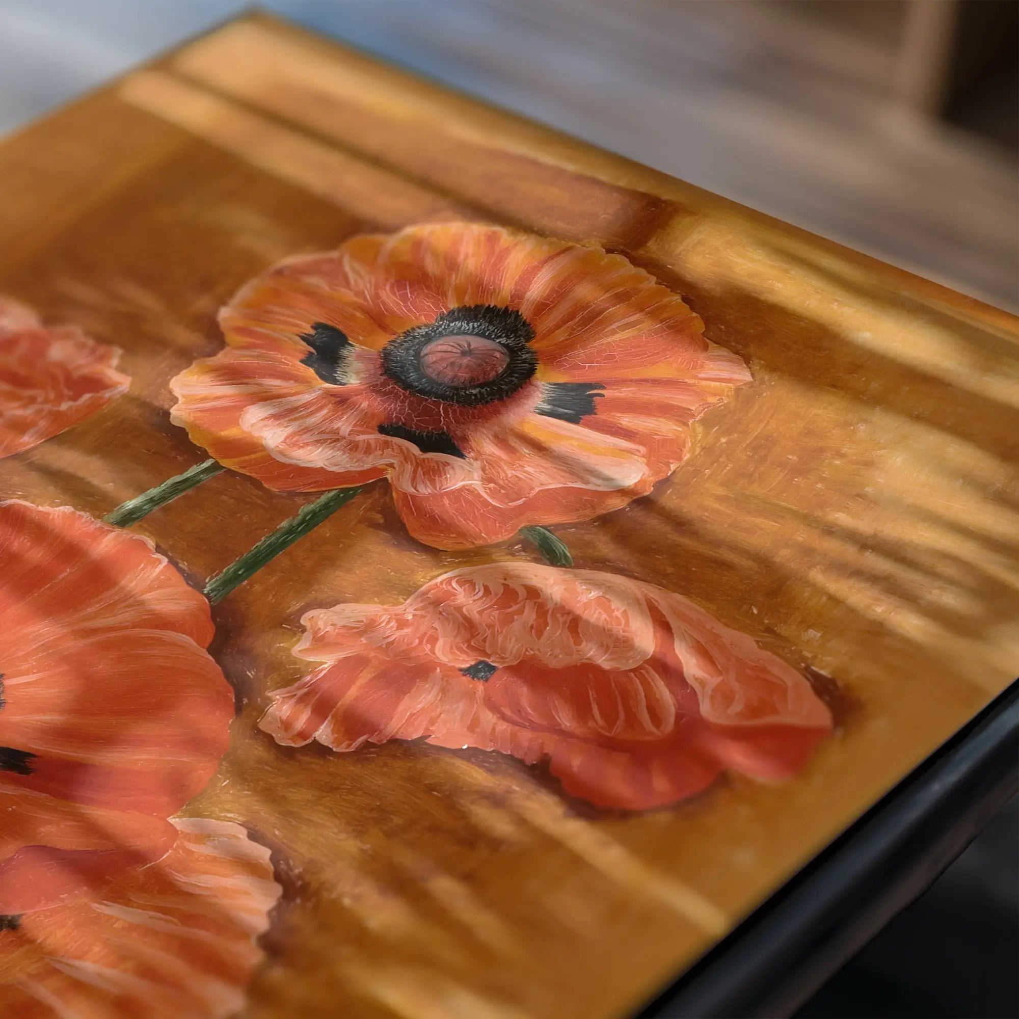 Poppy-decorated houten dienblad voor Kisling Vase de Pavots Poster