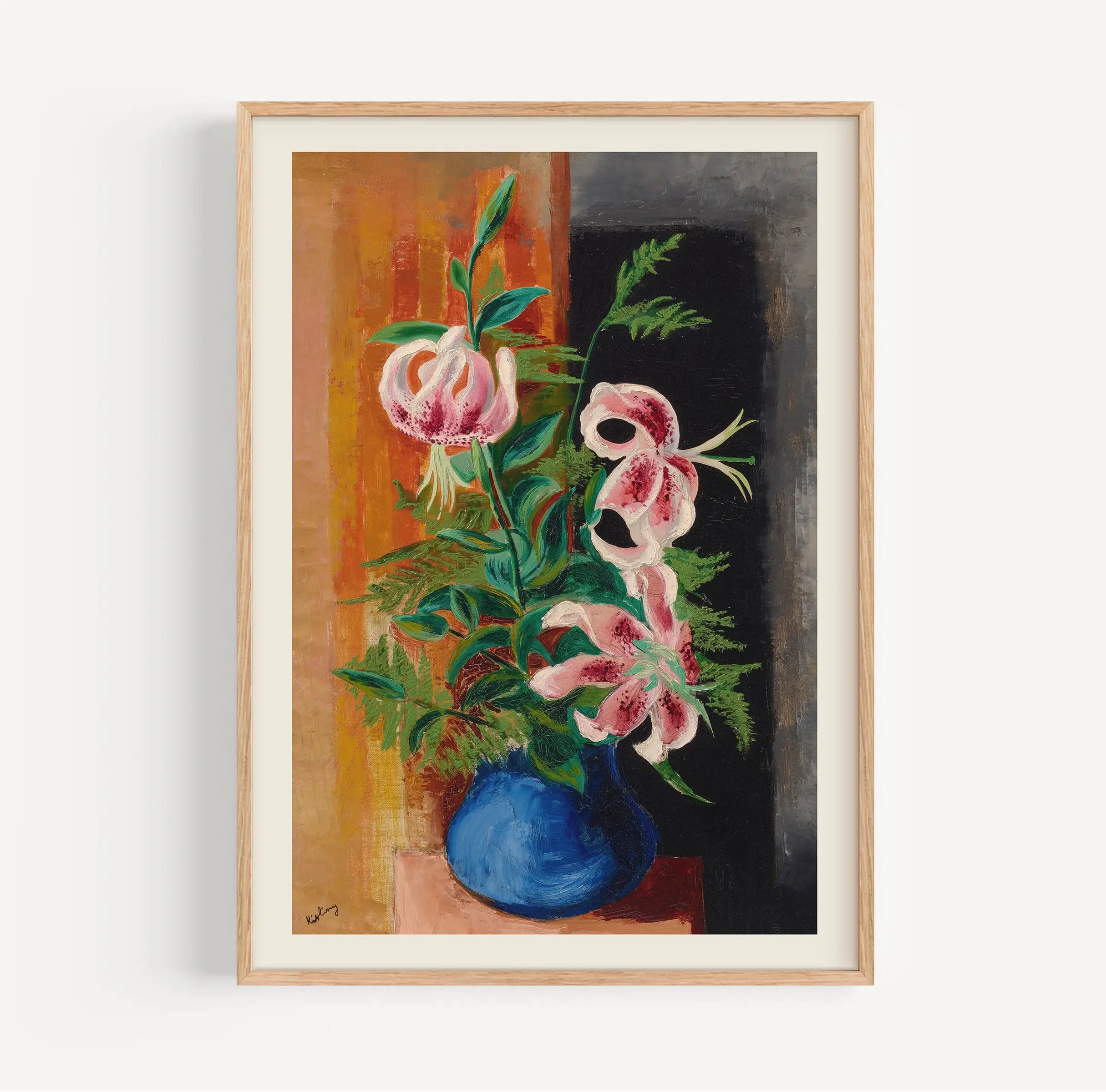 Gepresenteerd in Kislings Fleurs dans un vase Poster, een ingelijst bloemen stilleven