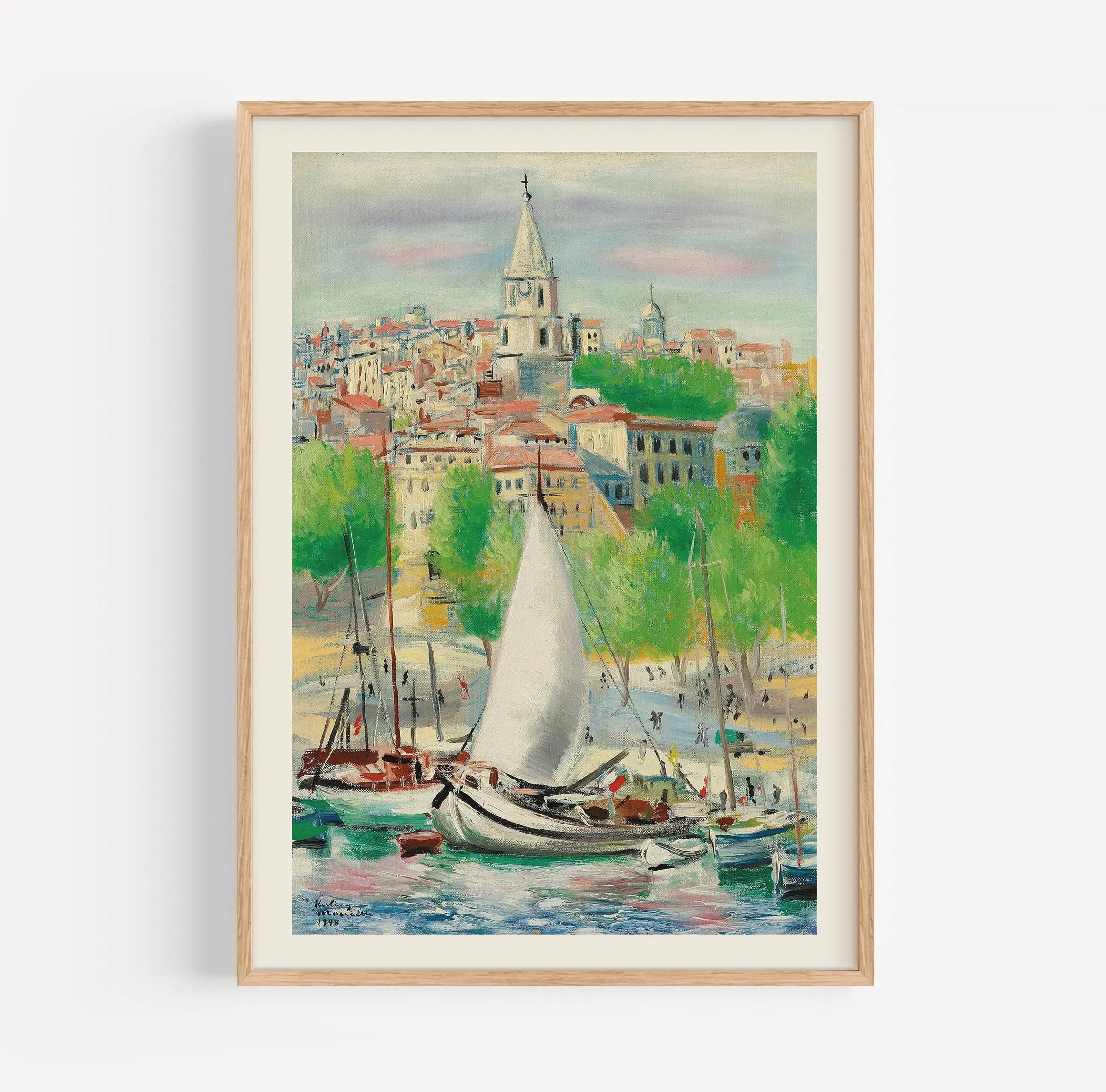 Framed haven schilderij uit Kislings Marseille Poster collectie