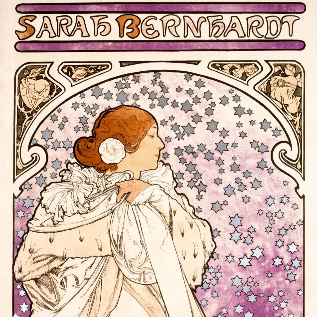 Art Nouveau-portret van Sarah Bernhardt.