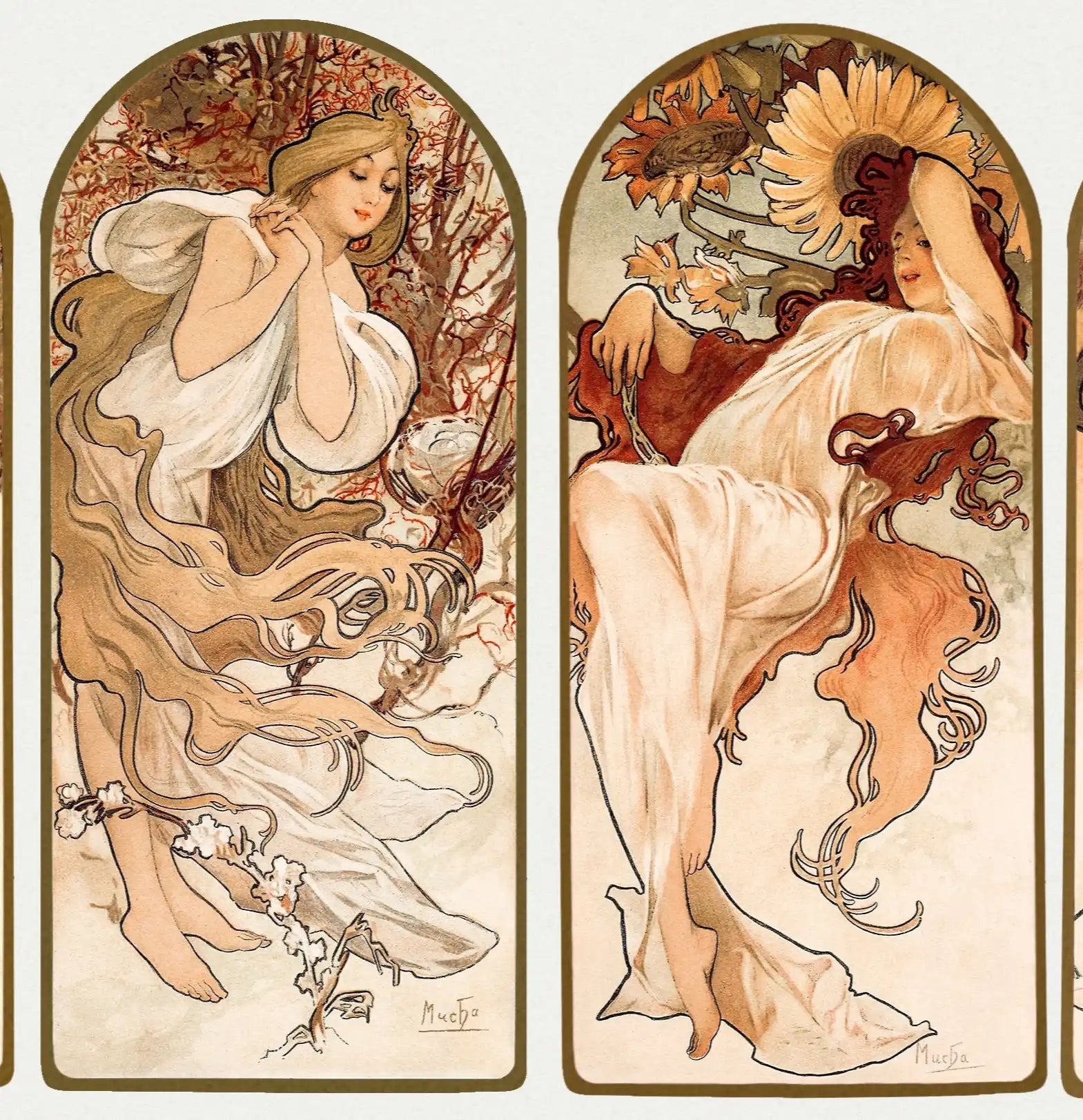 Art Nouveau seizoensallegorieën.