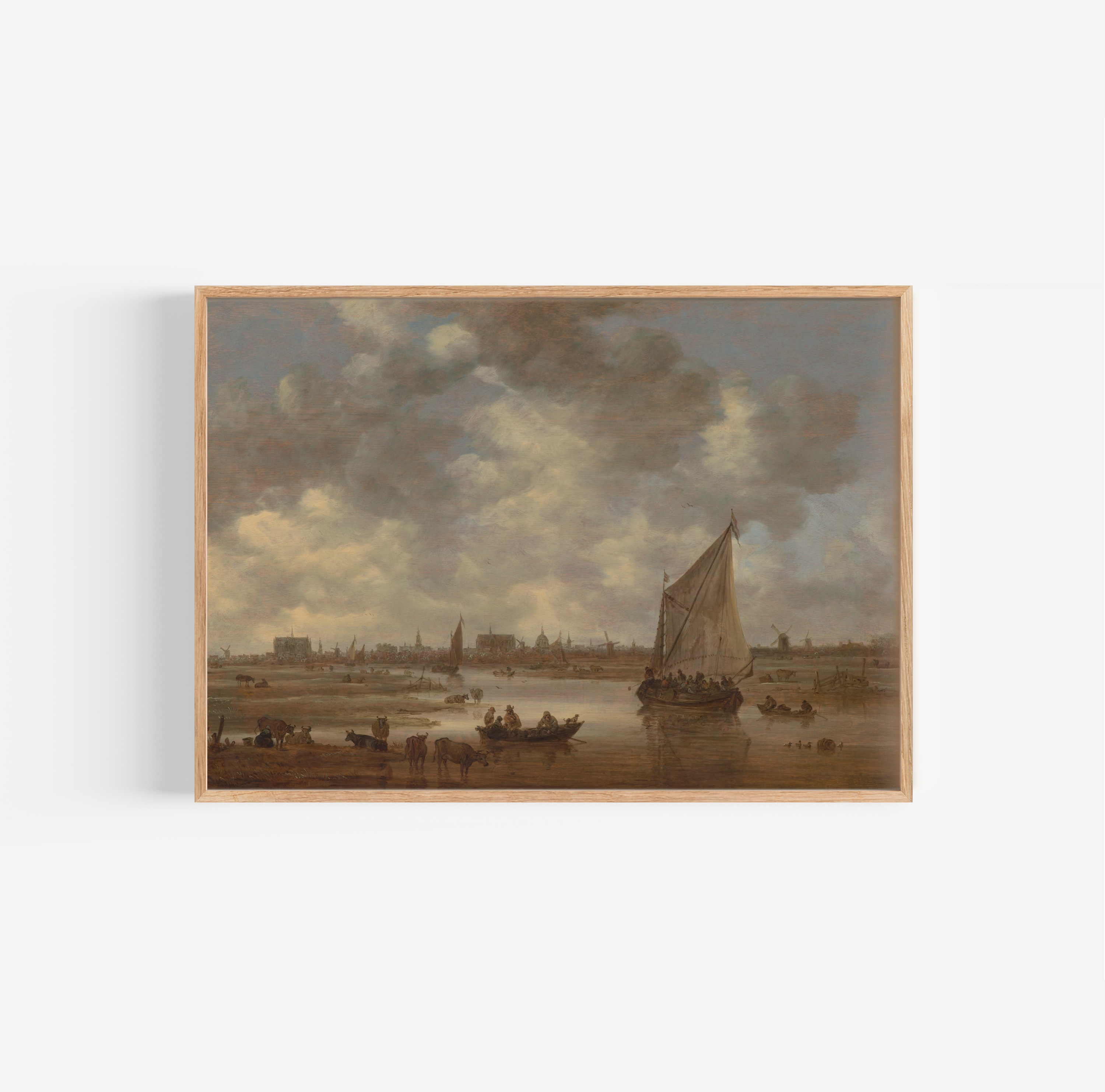 Jan van Goyen - Gezicht op Leiden uit het noordoosten poster van schilderij